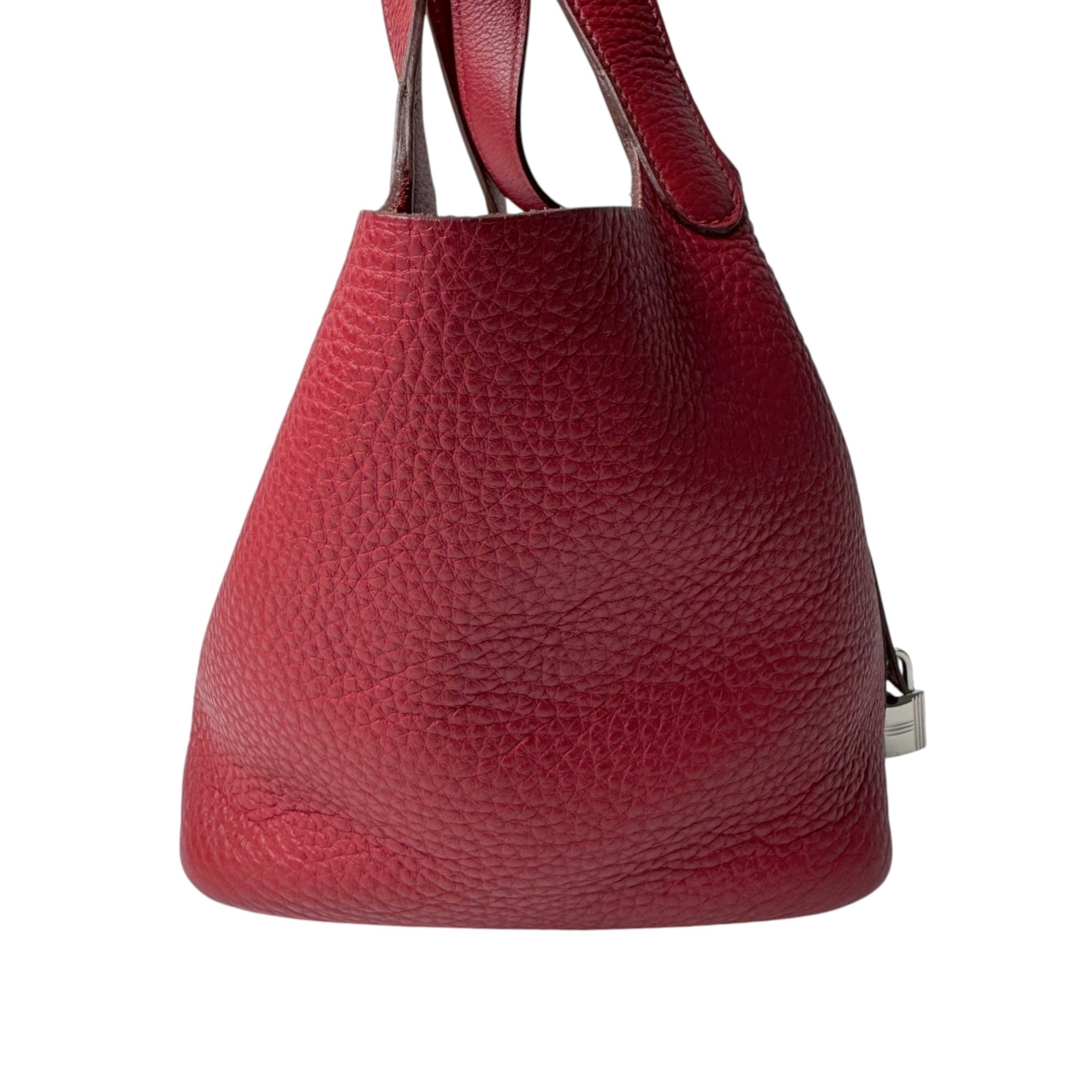 Hermes Rouge H Taurillon Clemence Leather Handbag (Pre-Owned)