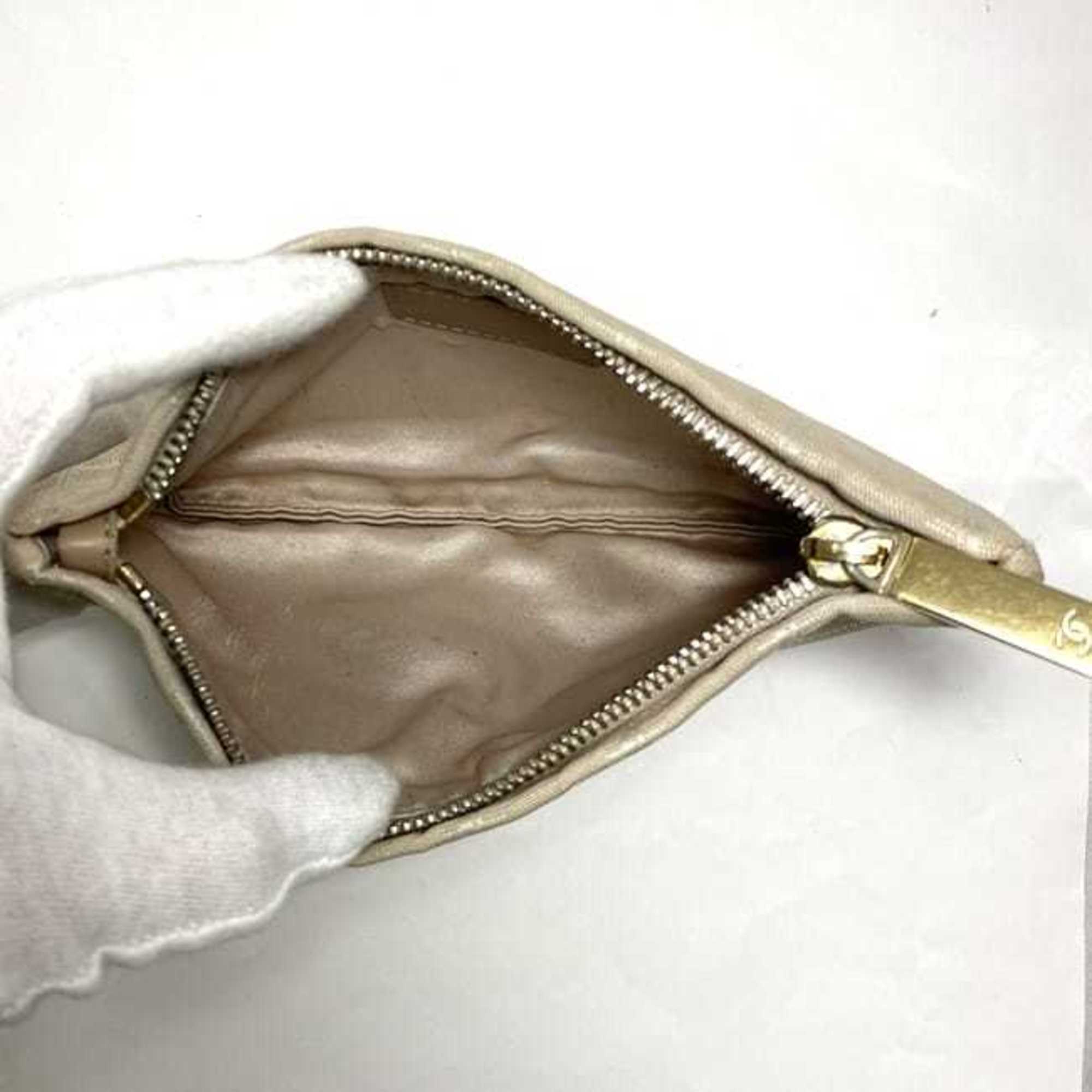 Chanel New Travel Line Beige Nylon Leather Pouch (Pre-Owned)