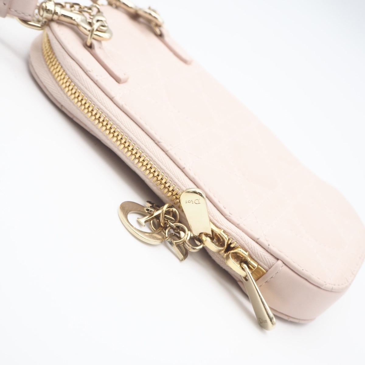 Christian Dior Lady Dior Pink Beige Leather Shoulder Bag (Pre-Owned)
