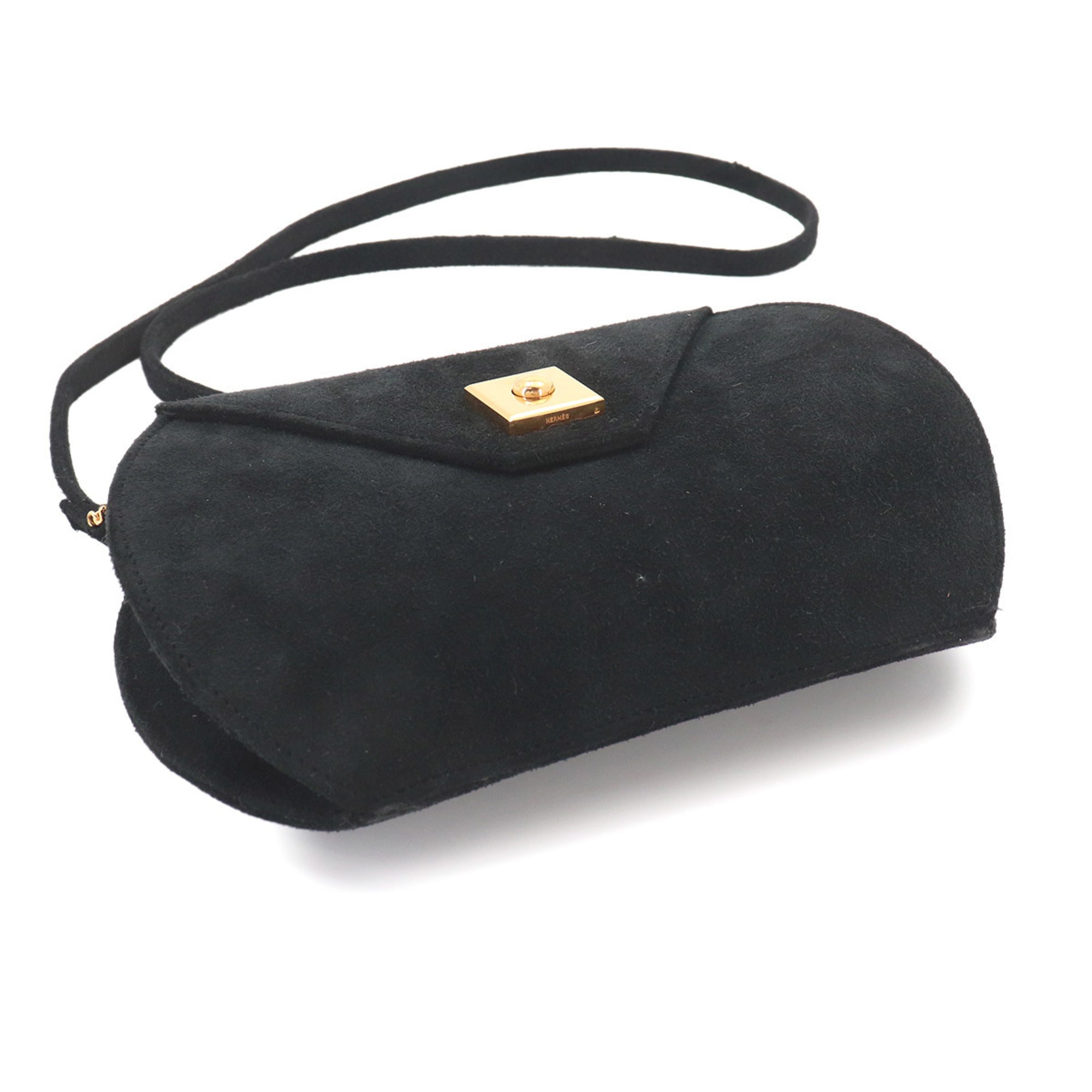 Hermes Black Suede Handbag Shoulder Bag (Pre-Owned)