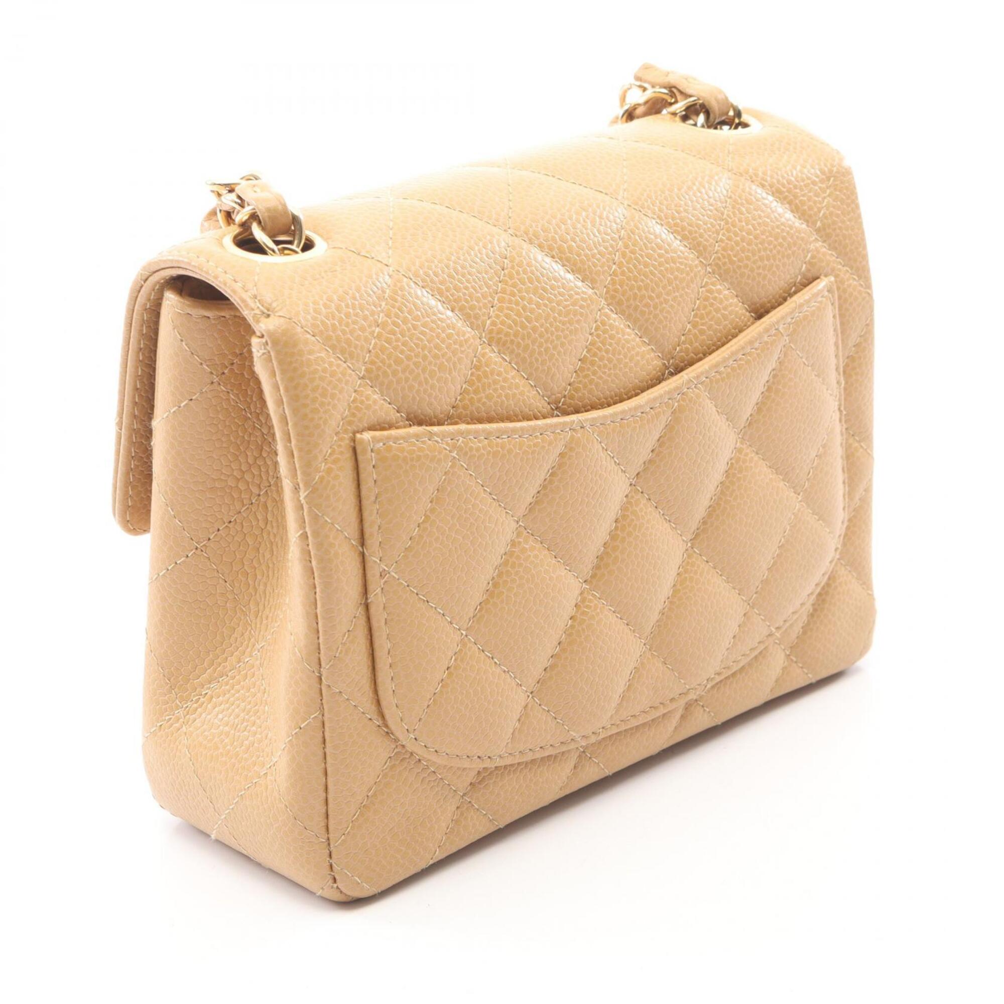 Chanel Beige Grained Calfskin Handbag Shoulder Bag (Pre-Owned)