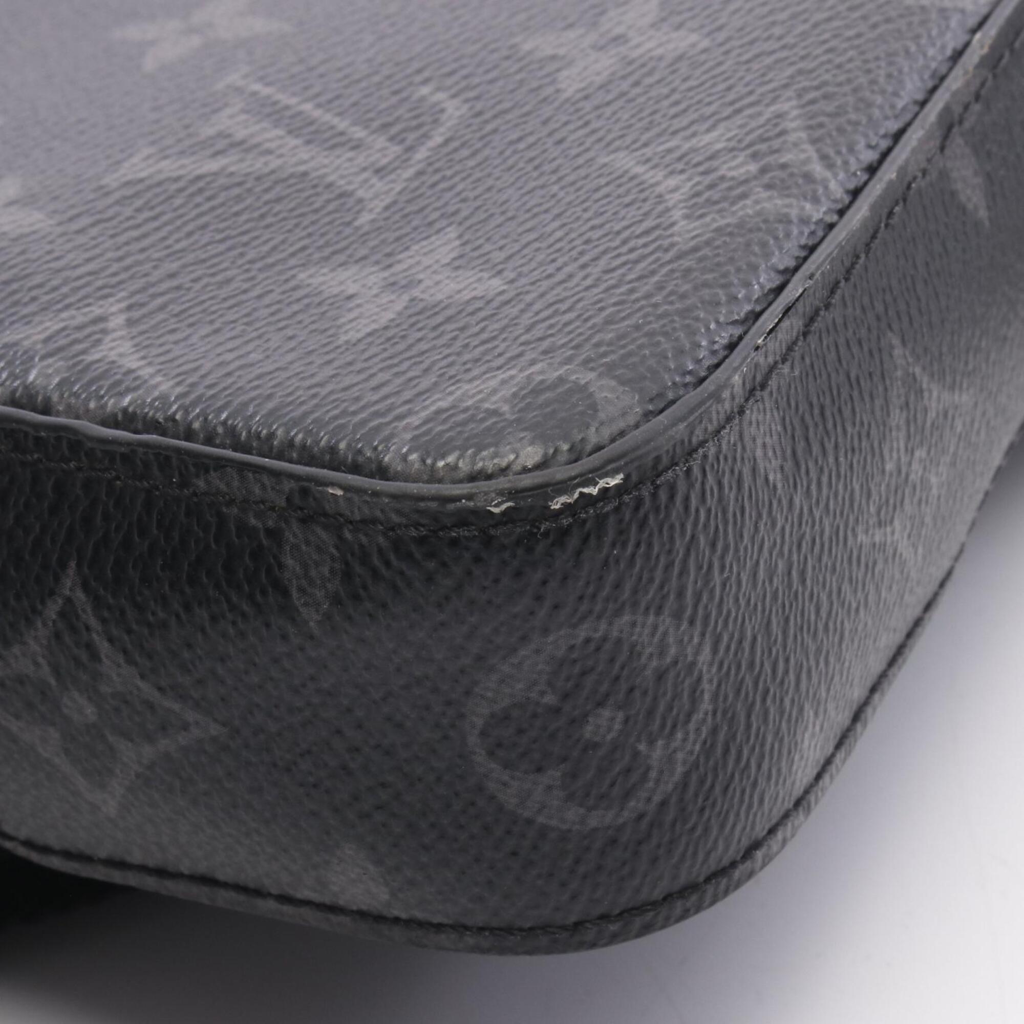 Louis Vuitton Black Gray Coated Canvas Leather Handbag Shoulder Bag (Pre-Owned)