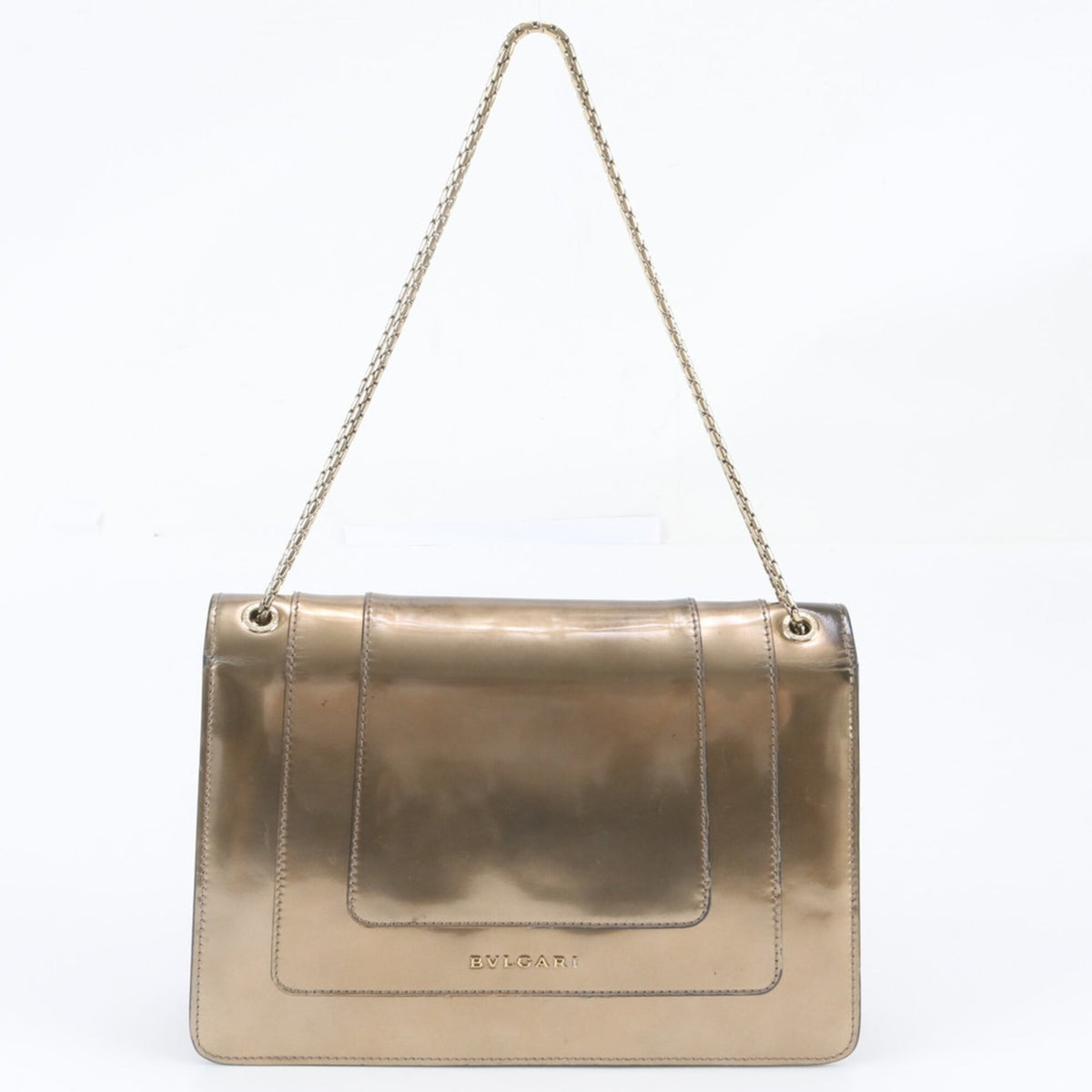 Bvlgari Metallic Bronze Leather Handbag Shoulder Bag (Pre-Owned)
