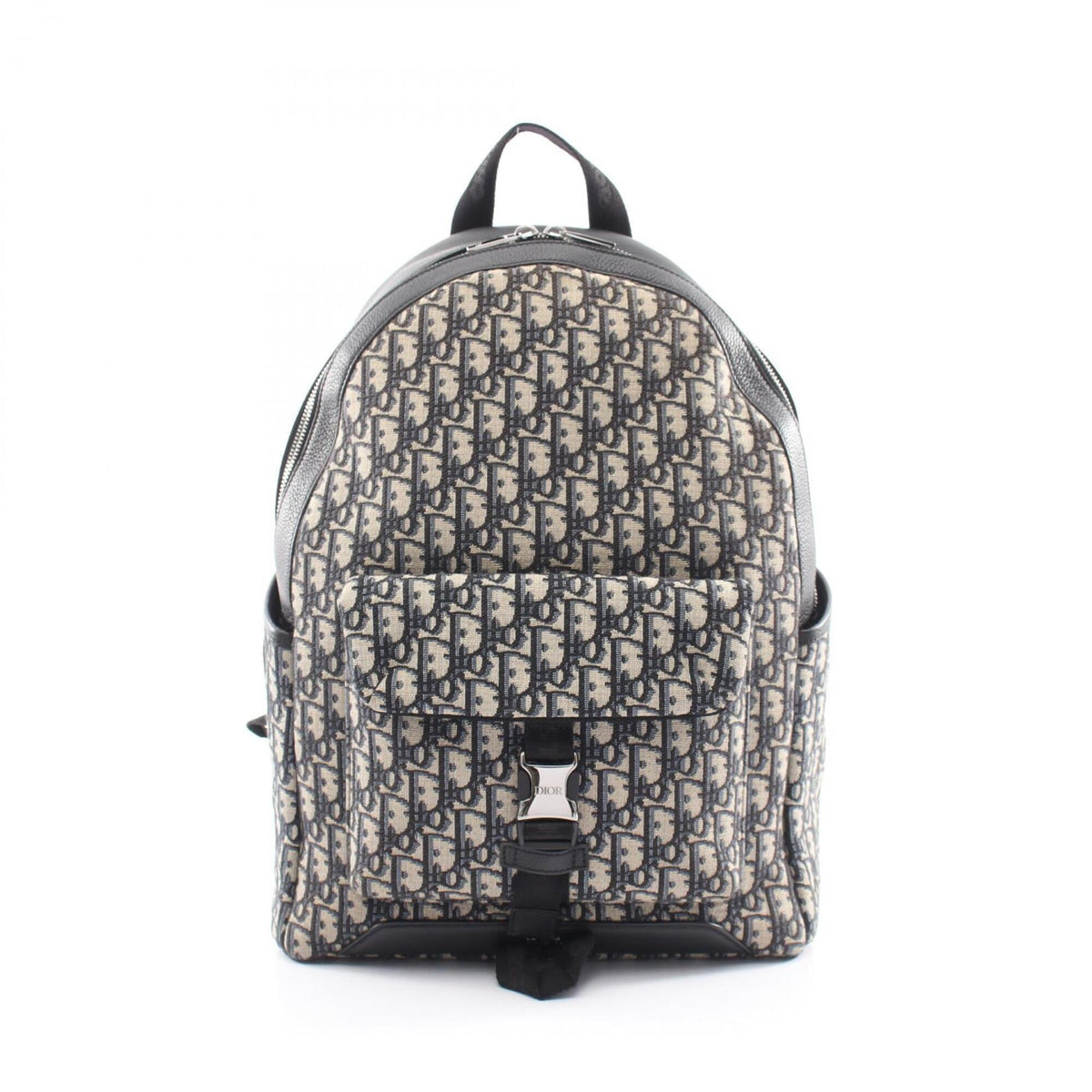 Christian Dior Beige Navy Canvas Leather Backpack (Pre-Owned)