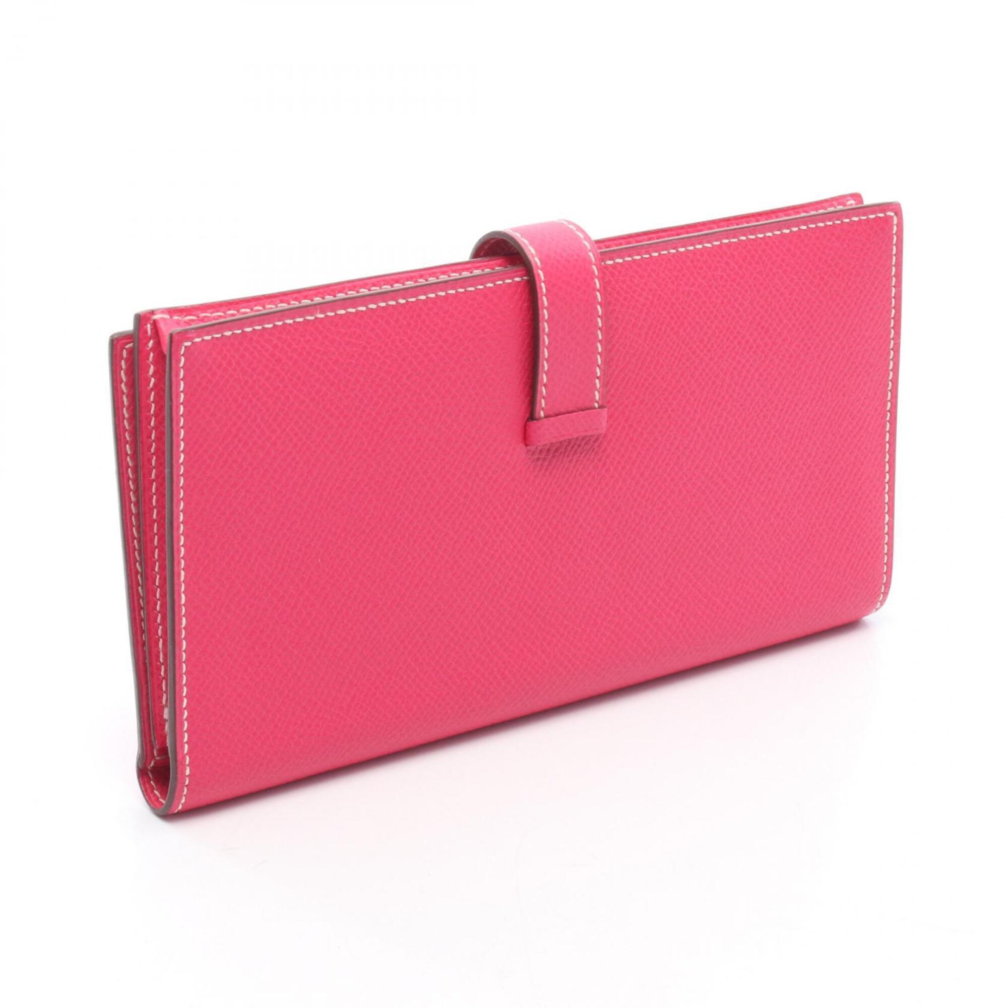 Hermes Pink Rose Tyrien Epsom Leather Long Wallet (Bi-Fold) (Pre-Owned)