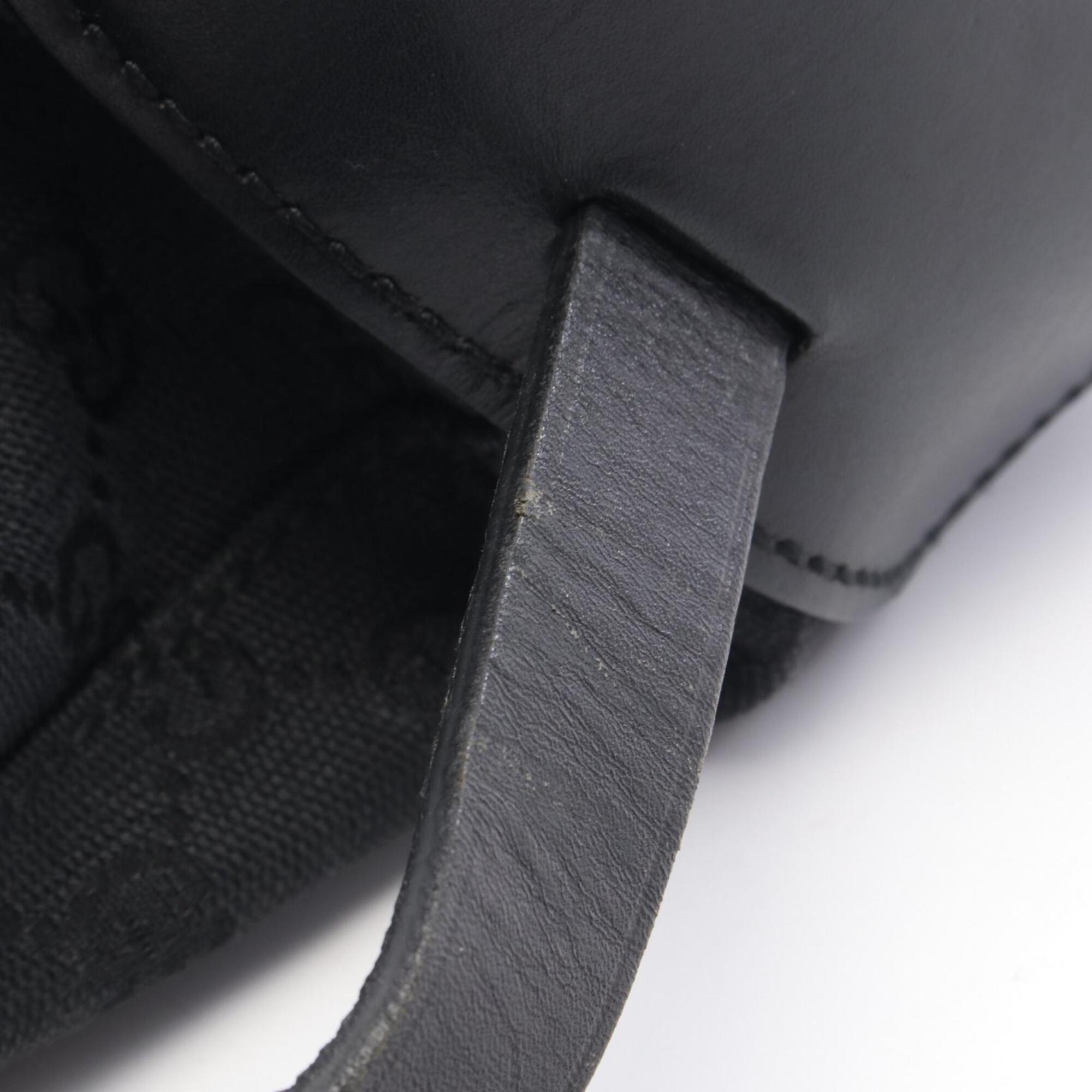 Gucci Black Canvas Leather Handbag Tote Bag (Pre-Owned)