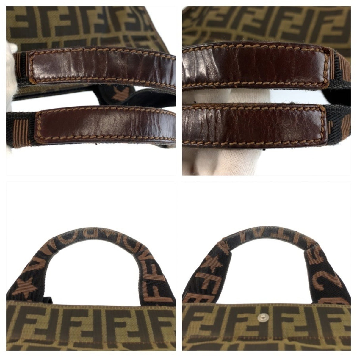 Fendi Brown Canvas Leather Handbag Tote Bag (Pre-Owned)