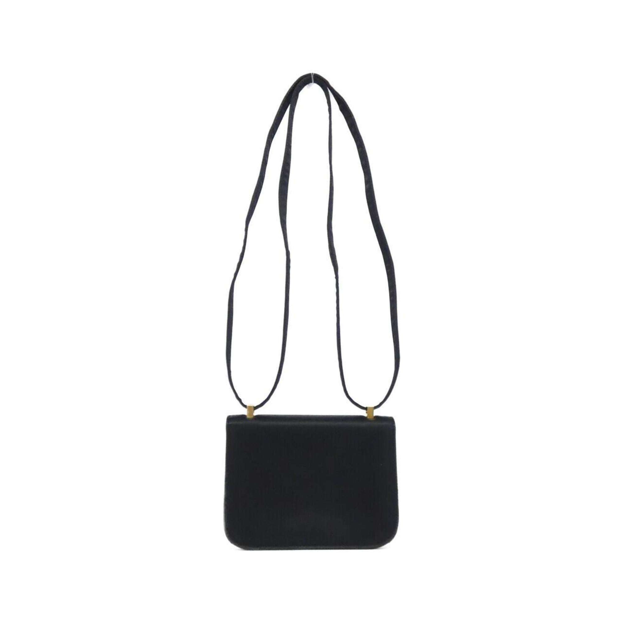 Hermes Constance Black Satin Shoulder Bag (Pre-Owned)