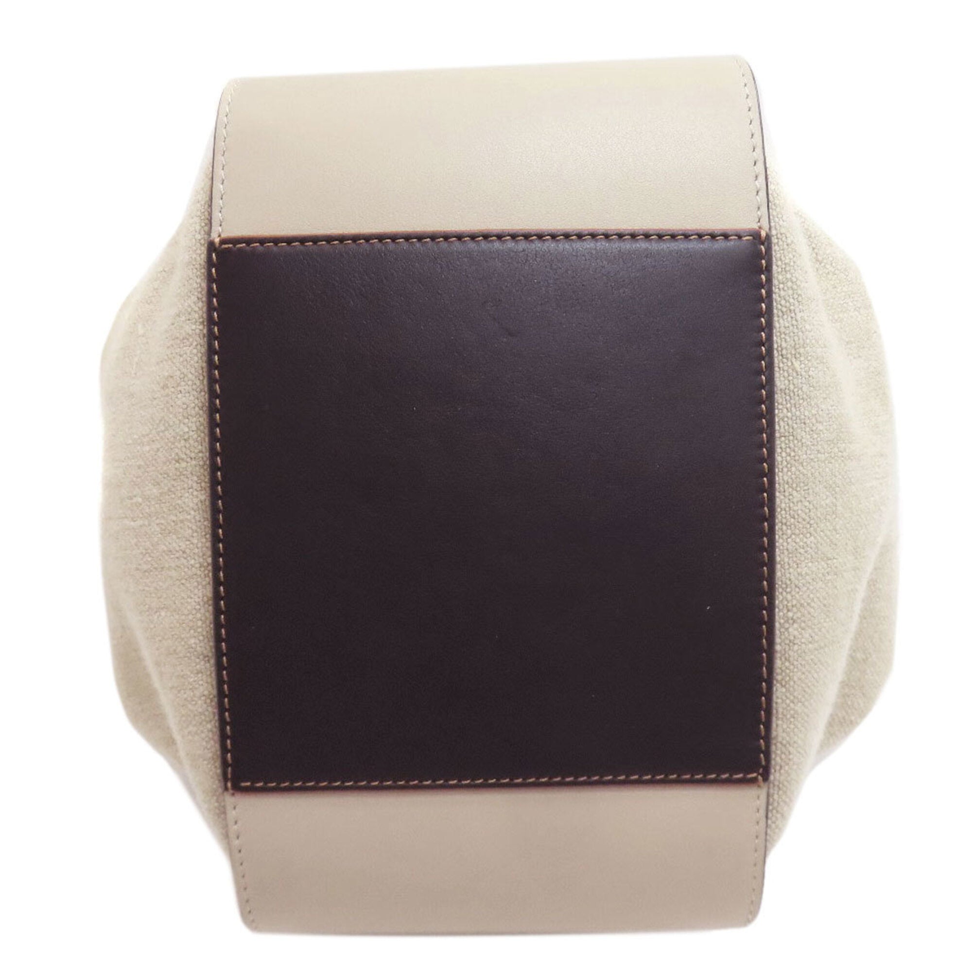 Loewe Beige Black Canvas Leather Handbag (Pre-Owned)