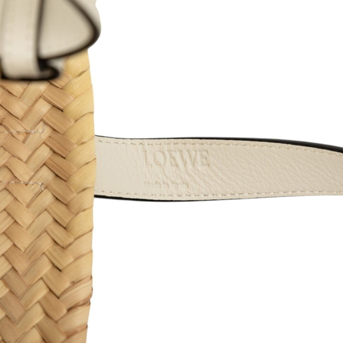 Loewe White Raffia Leather Basket Handbag (Pre-Owned)