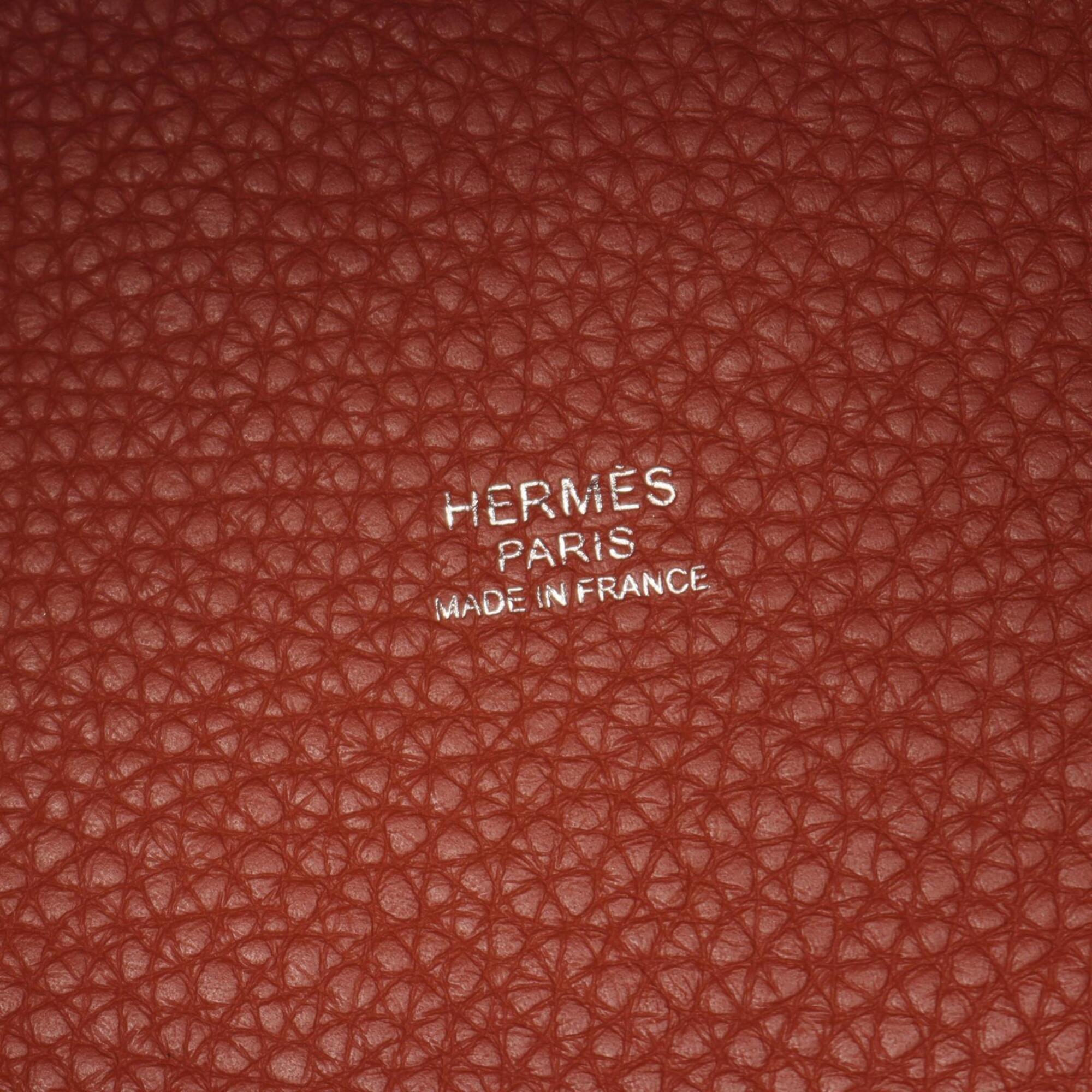 Hermes Brown Yellow Taurillon Clemence Leather Leather Swift Leather Handbag (Pre-Owned)