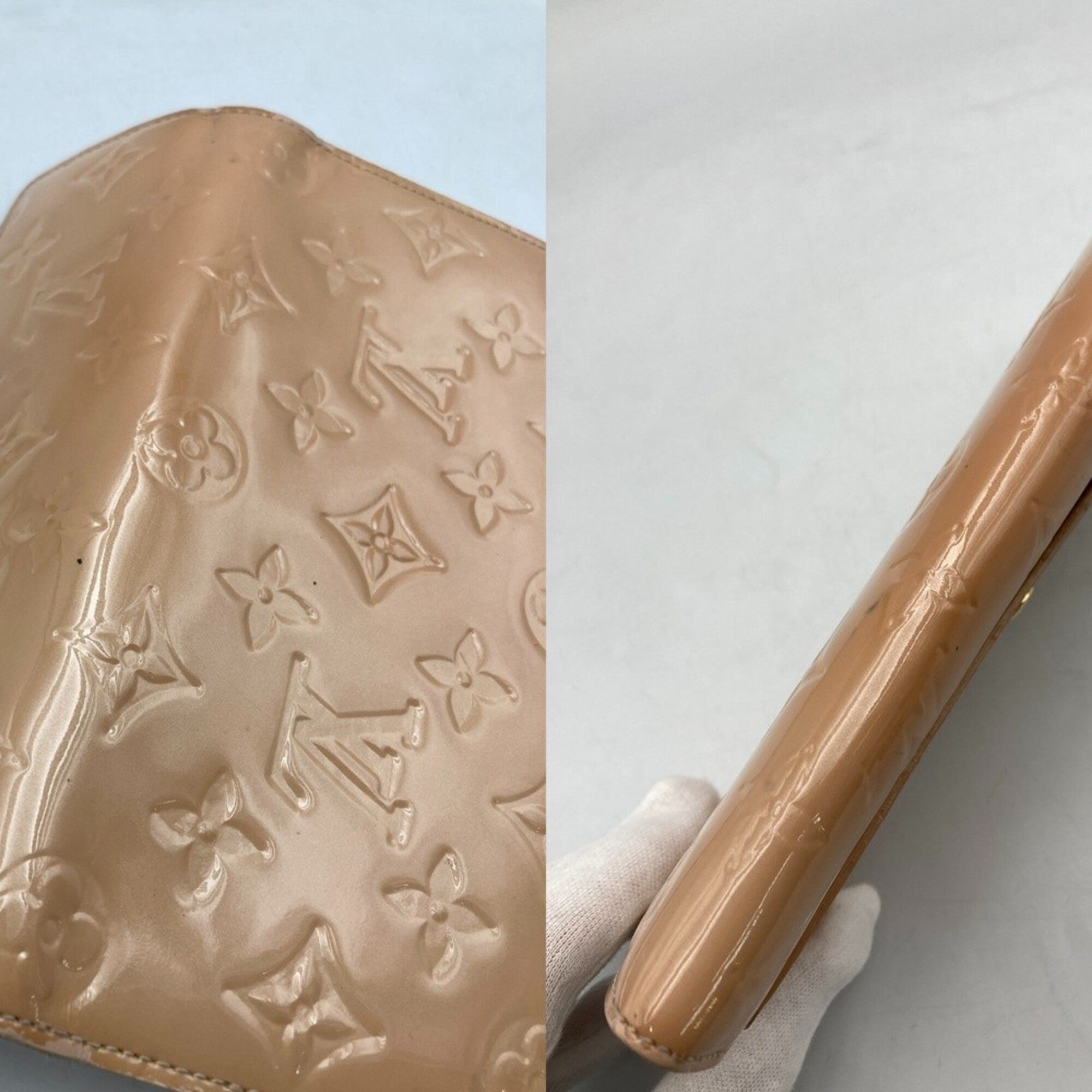 Louis Vuitton Vernis Beige Patent Leather Long Wallet (Bi-Fold) (Pre-Owned)