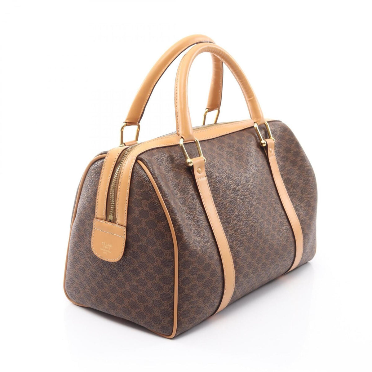 Celine Beige Brown Coated Canvas Handbag (Pre-Owned)