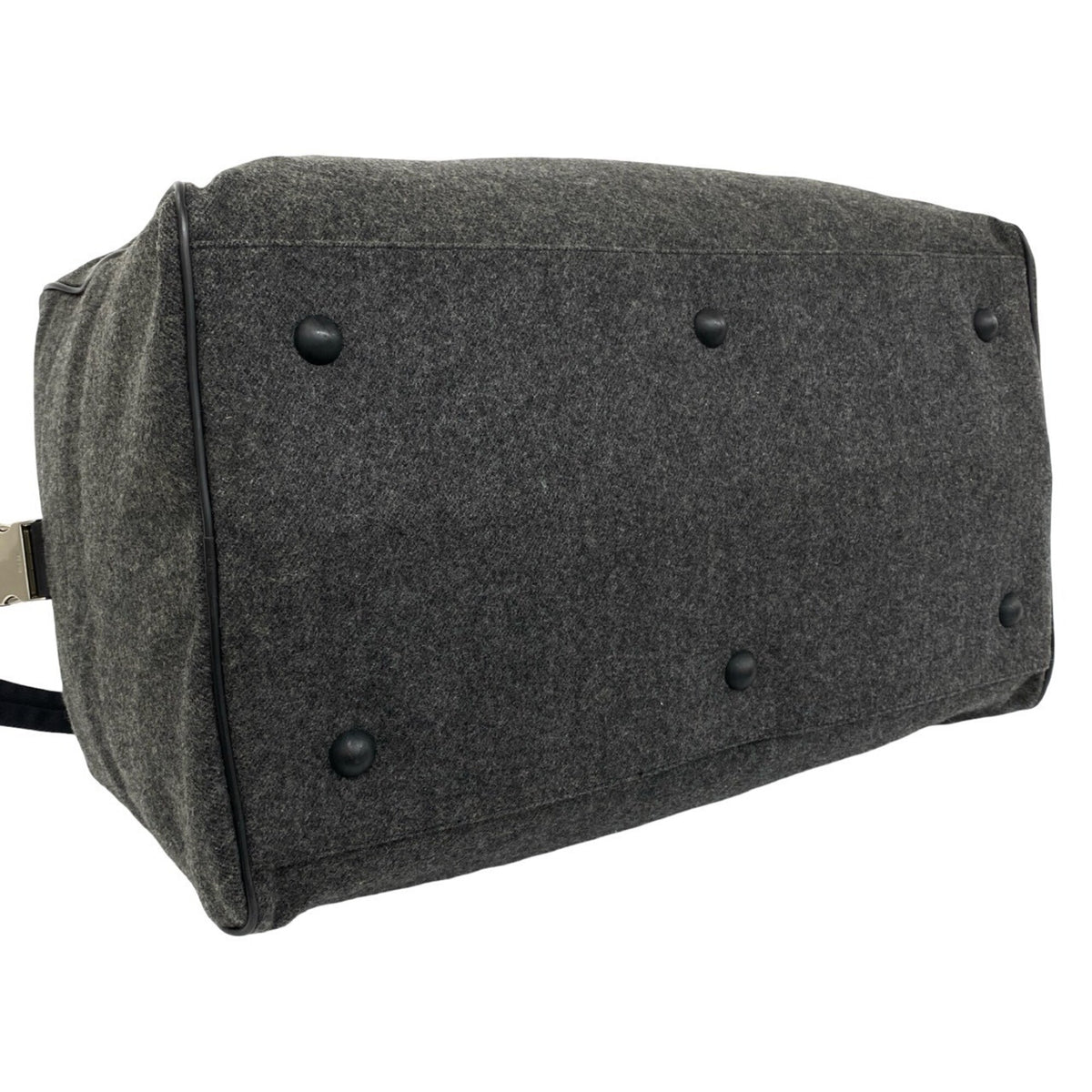 Prada Gray Wool Nylon Boston Bag Shoulder Bag (Pre-Owned)