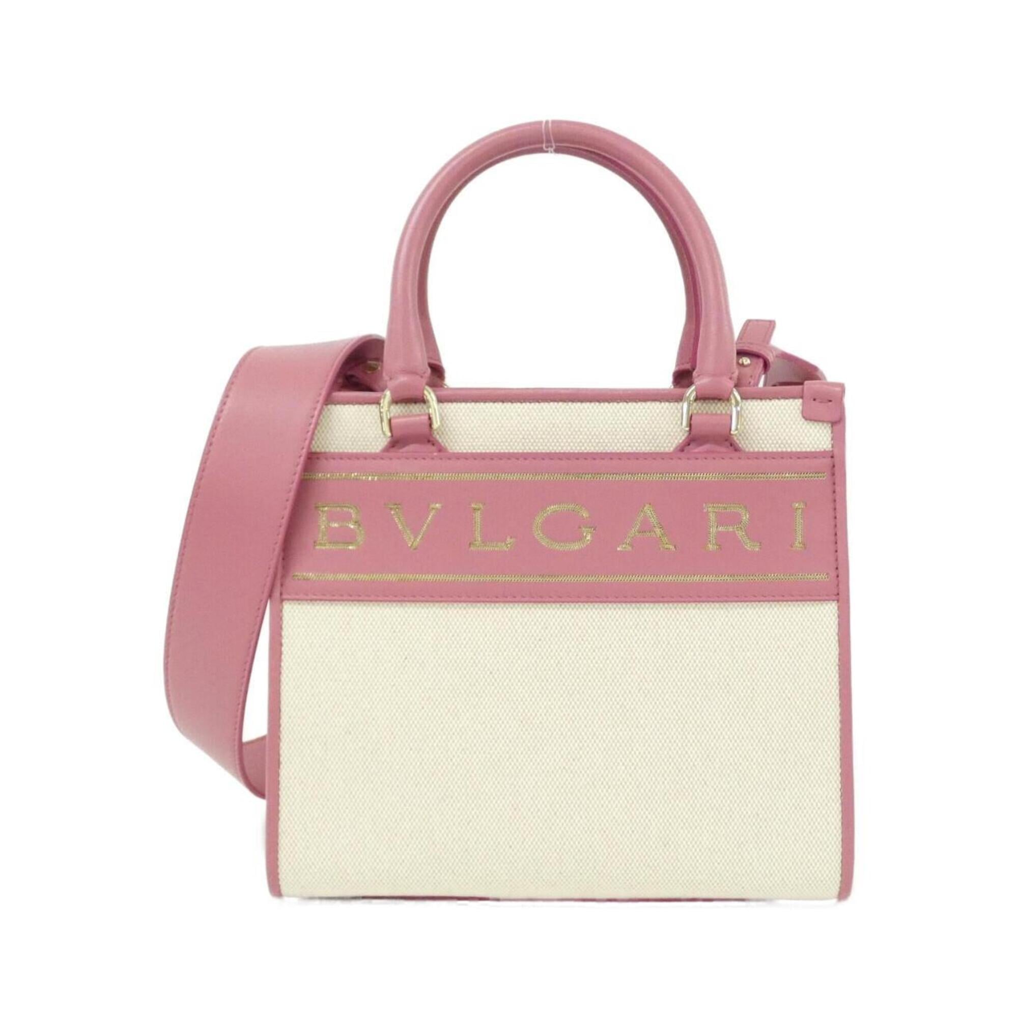 Bvlgari Beige Pink Canvas Handbag (Pre-Owned)