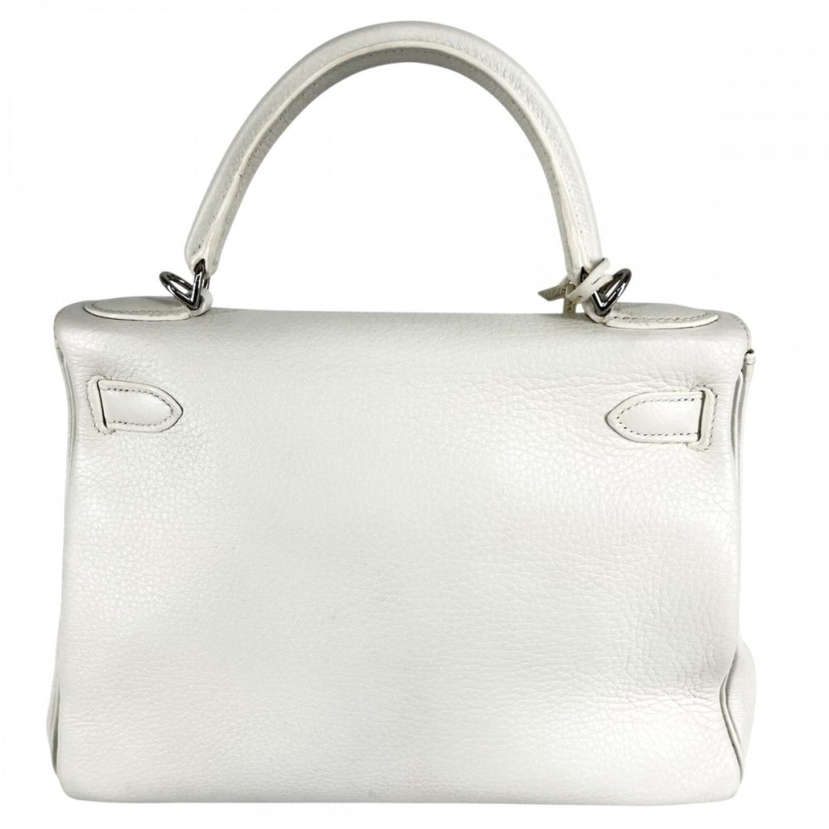 Hermes Kelly White Taurillon Clemence Leather Handbag Shoulder Bag (Pre-Owned)