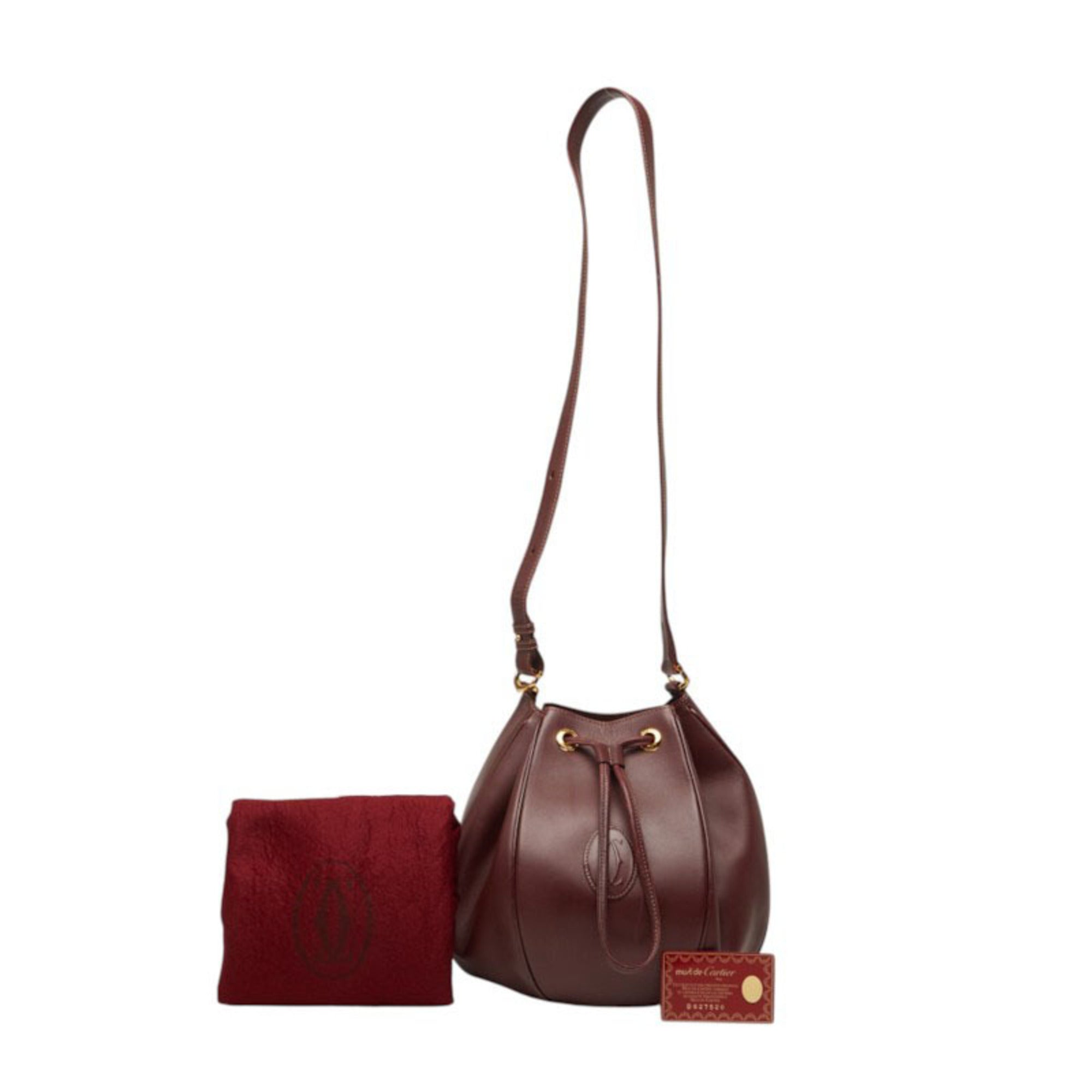 Cartier Bordeaux Wine Red Leather Shoulder Bag (Pre-Owned)