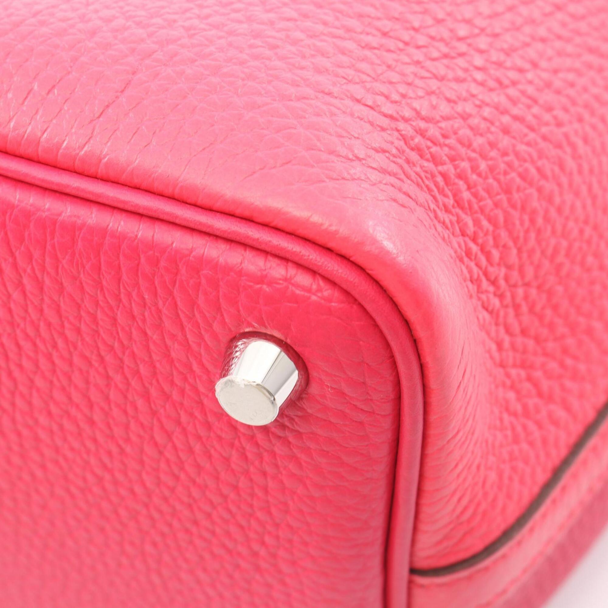 Hermes Pink Red Color Taurillon Clemence Leather Handbag (Pre-Owned)