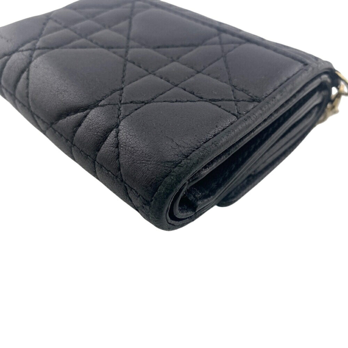 Christian Dior Black Leather Wallet (Tri-Fold) (Pre-Owned)