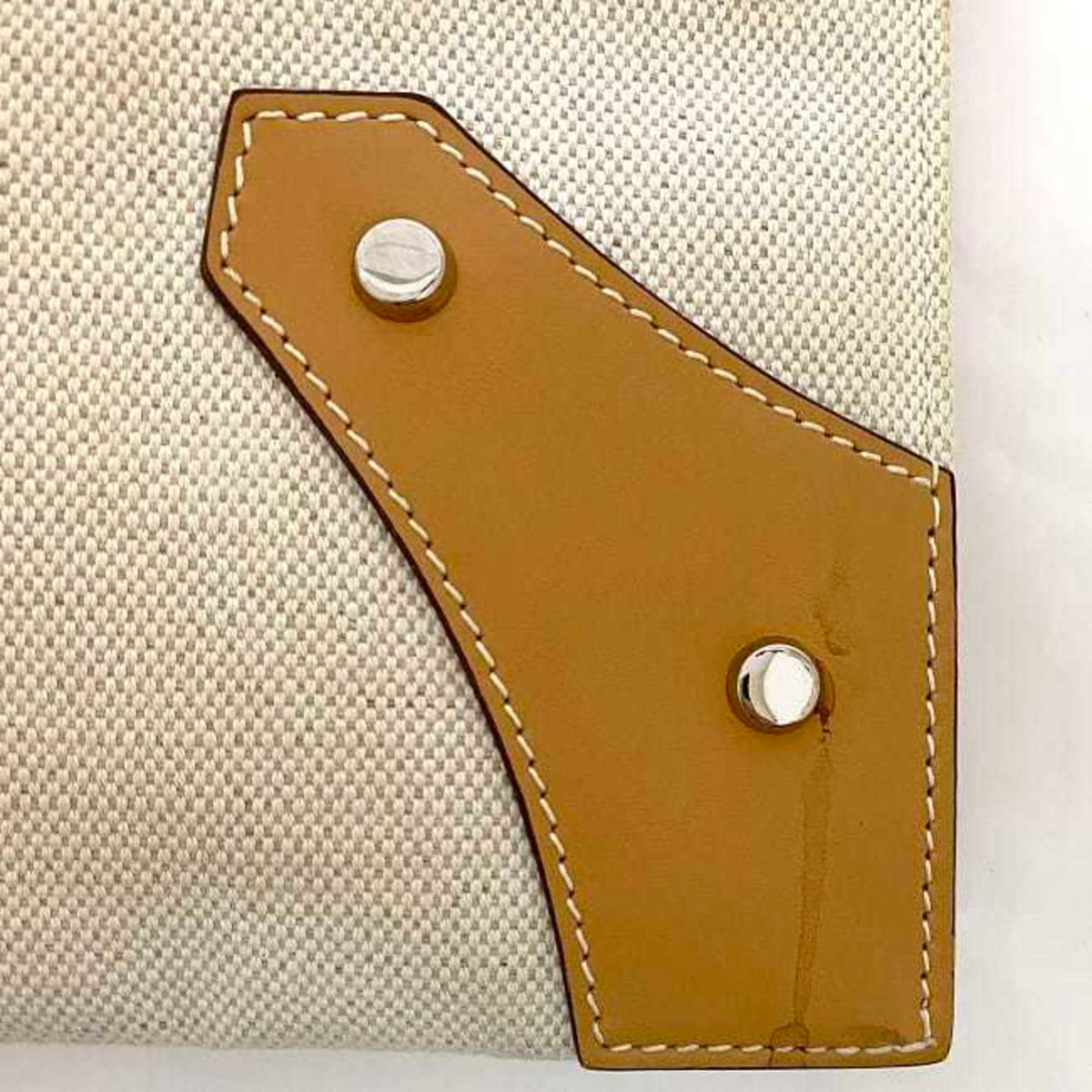 Balenciaga Beige White Canvas Leather Clutch Bag Handbag (Pre-Owned)
