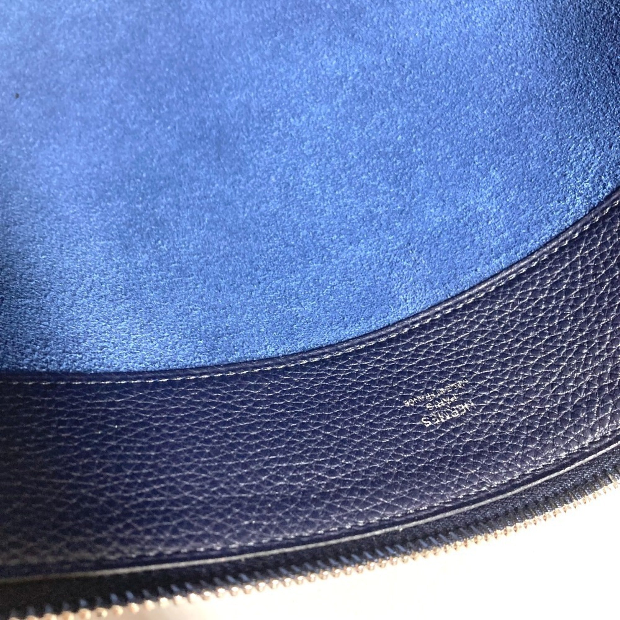 Hermes Blue Nuit Togo Leather Clutch Bag Handbag Pochette Pouch (Pre-Owned)