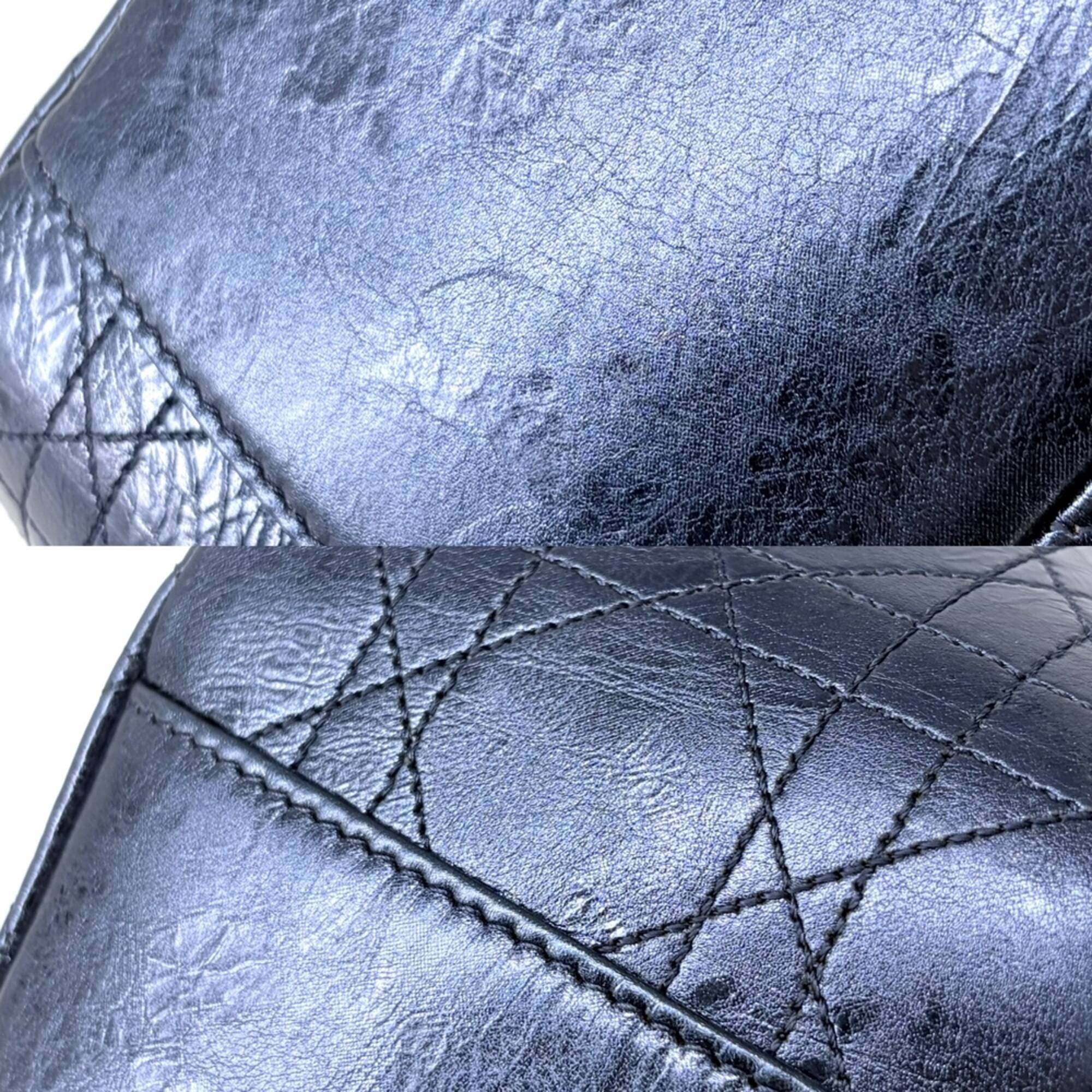 Christian Dior Blue Metallic Leather Handbag Shoulder Bag (Pre-Owned)