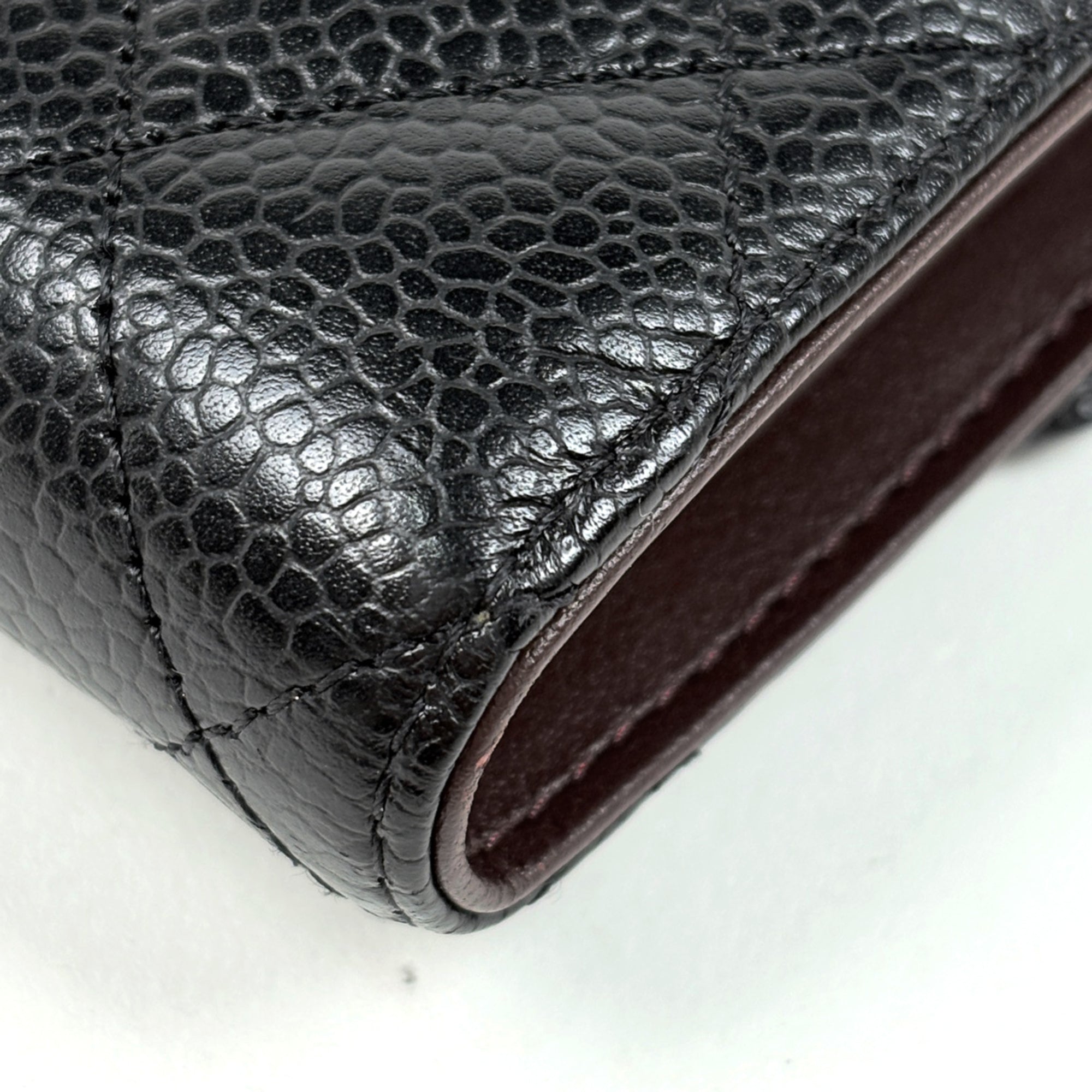 Chanel Matelasse Black Grained Calfskin Wallet (Tri-Fold) (Pre-Owned)