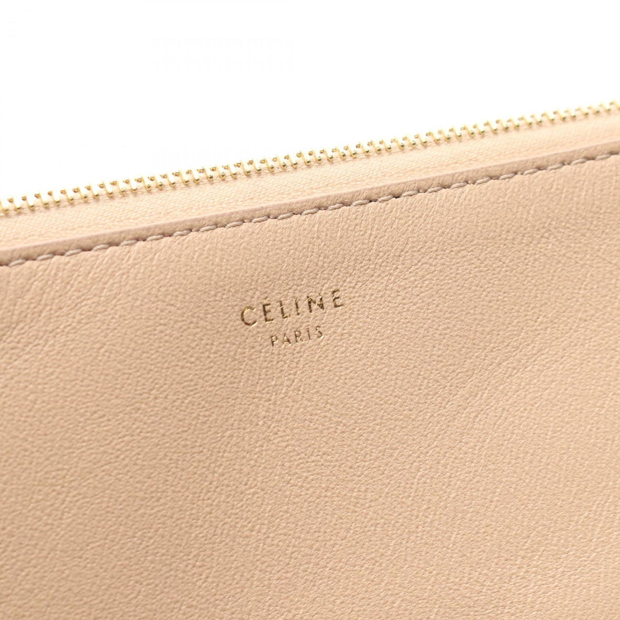 Celine Beige Leather Clutch Bag (Pre-Owned)