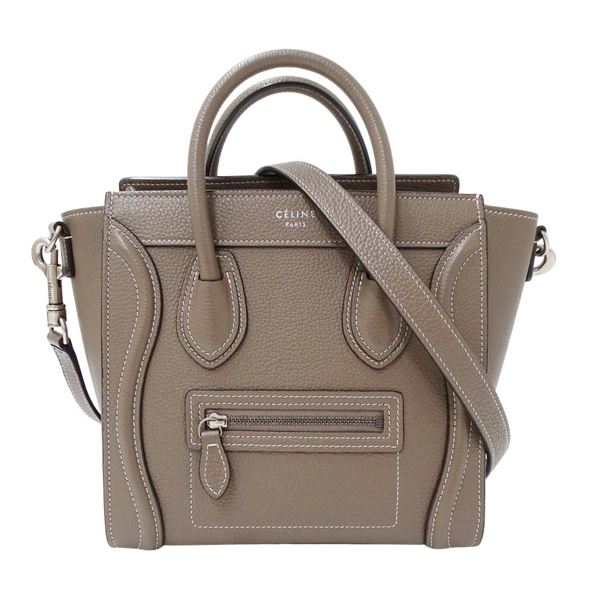 Celine Grayish Leather Handbag Shoulder Bag (Pre-Owned)