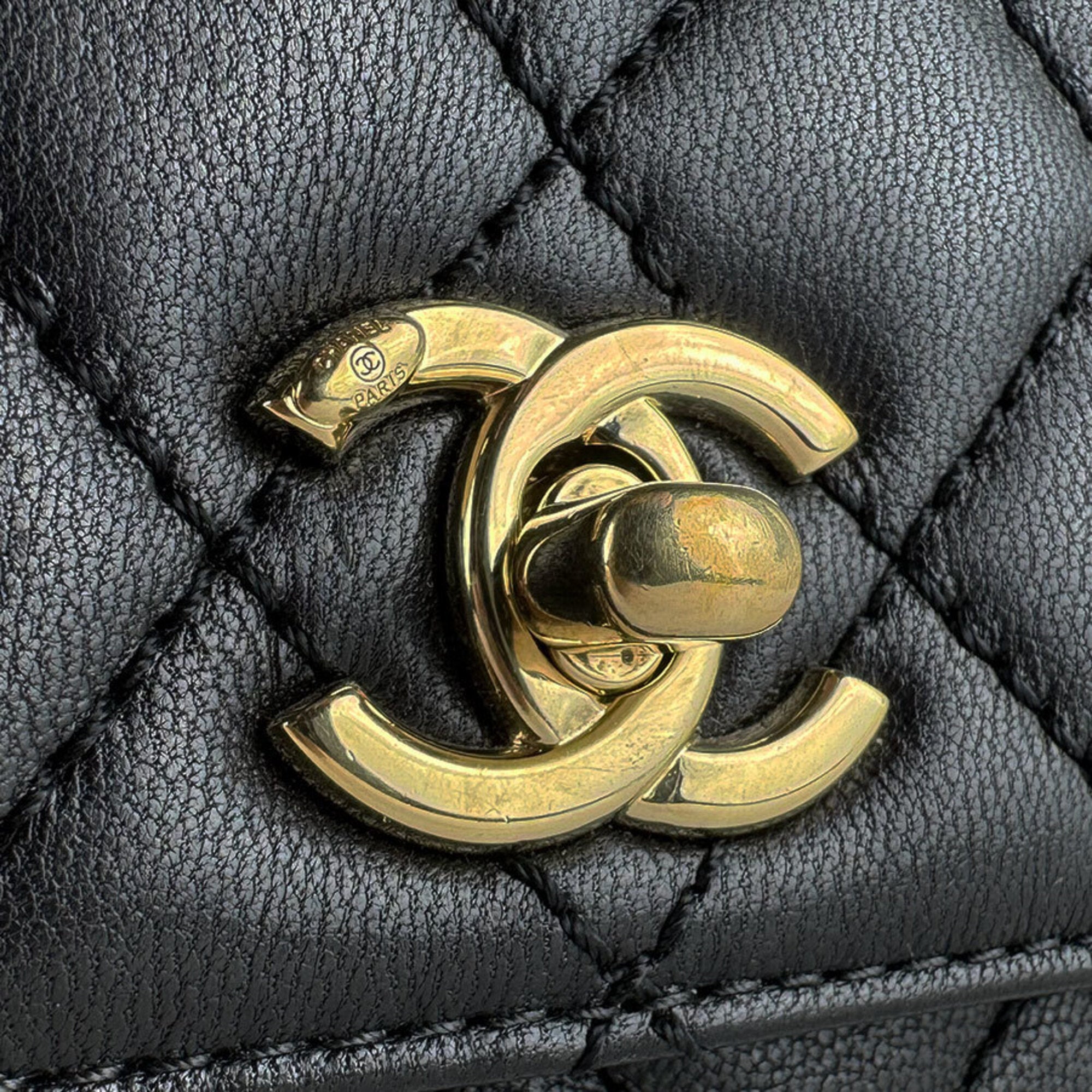 Chanel Black Multi-Color Leather Handbag Shoulder Bag (Pre-Owned)