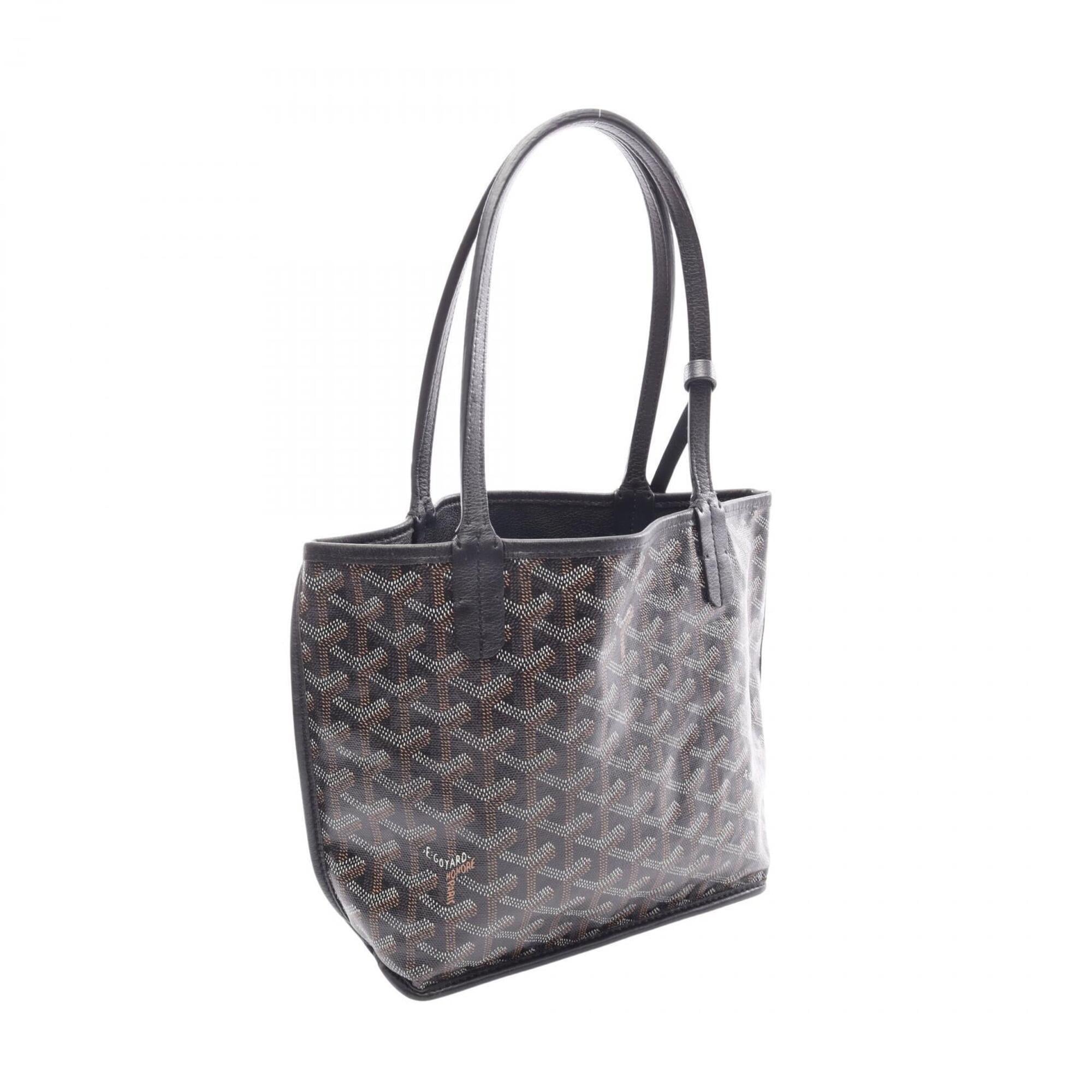 Goyard Black Brown White Coated Canvas Leather Handbag Pouch Tote Bag (Pre-Owned)