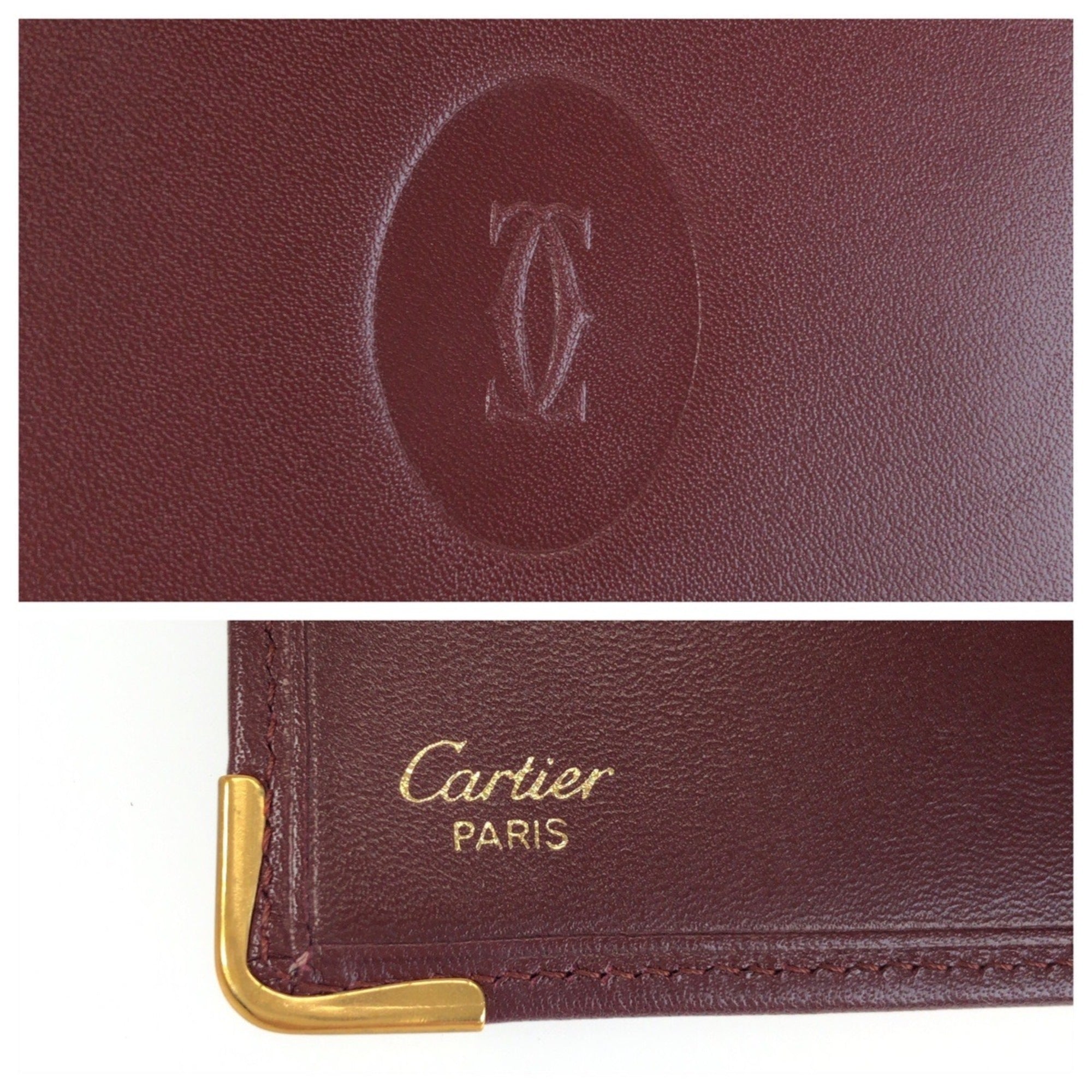 Cartier Wine Red Leather Wallet (Bi-Fold) (Pre-Owned)