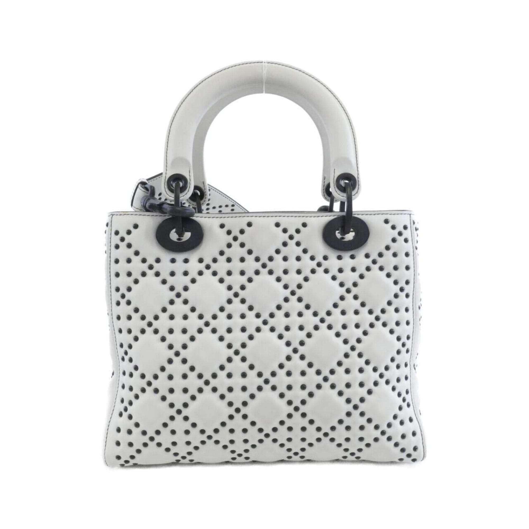 Christian Dior Black White Leather Handbag (Pre-Owned)