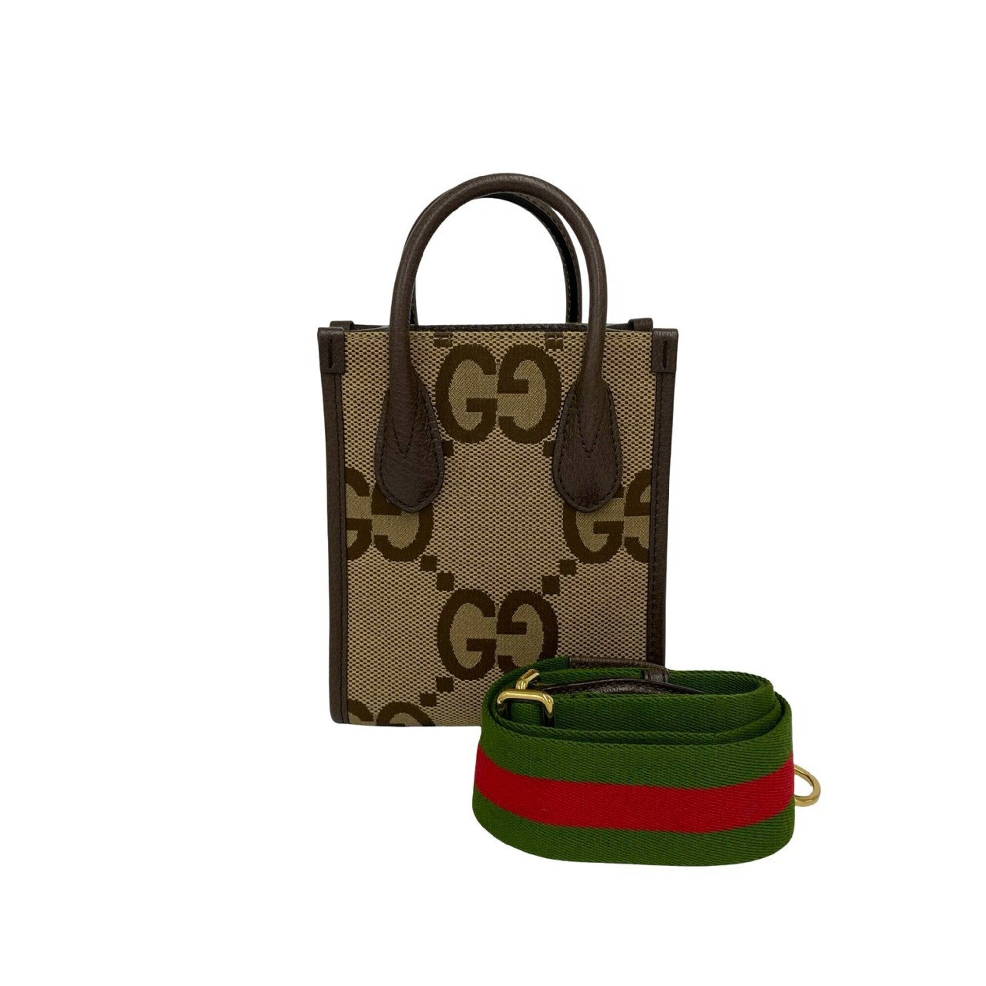 Gucci Brown Canvas Leather Handbag Shoulder Bag (Pre-Owned)