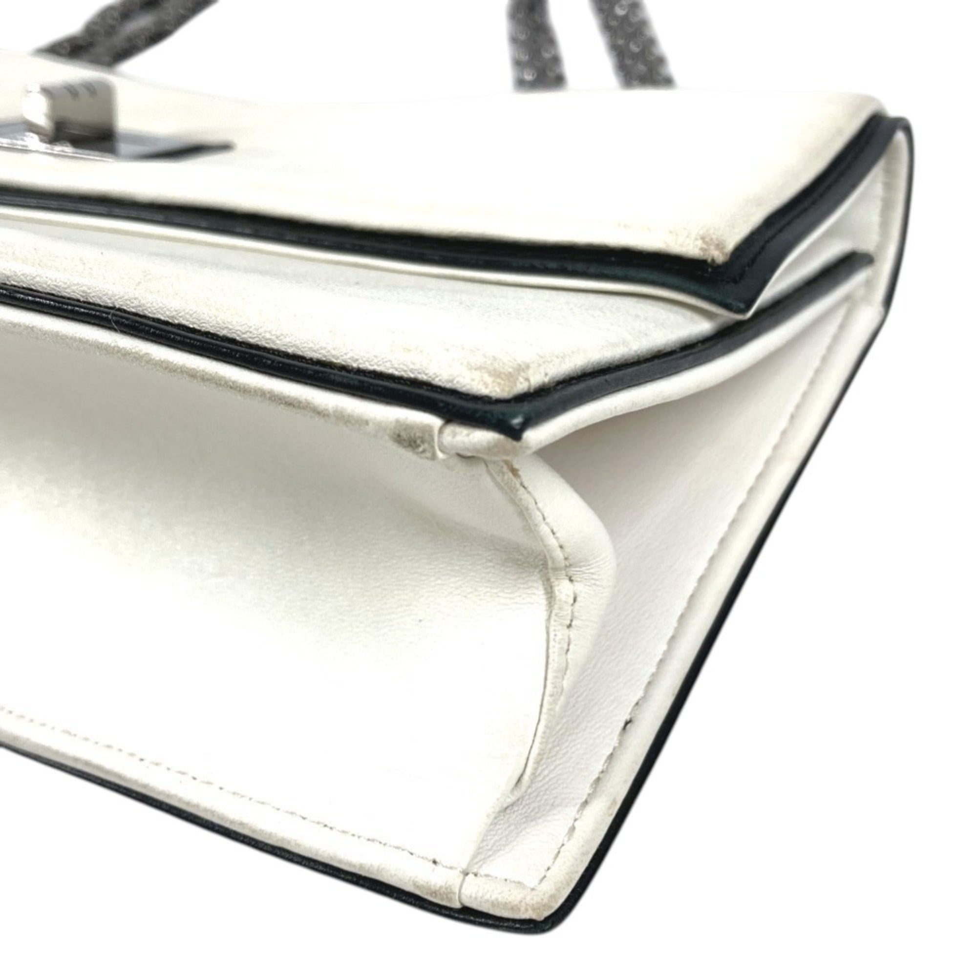 Chanel 2.55 Black White Leather Shoulder Bag (Pre-Owned)