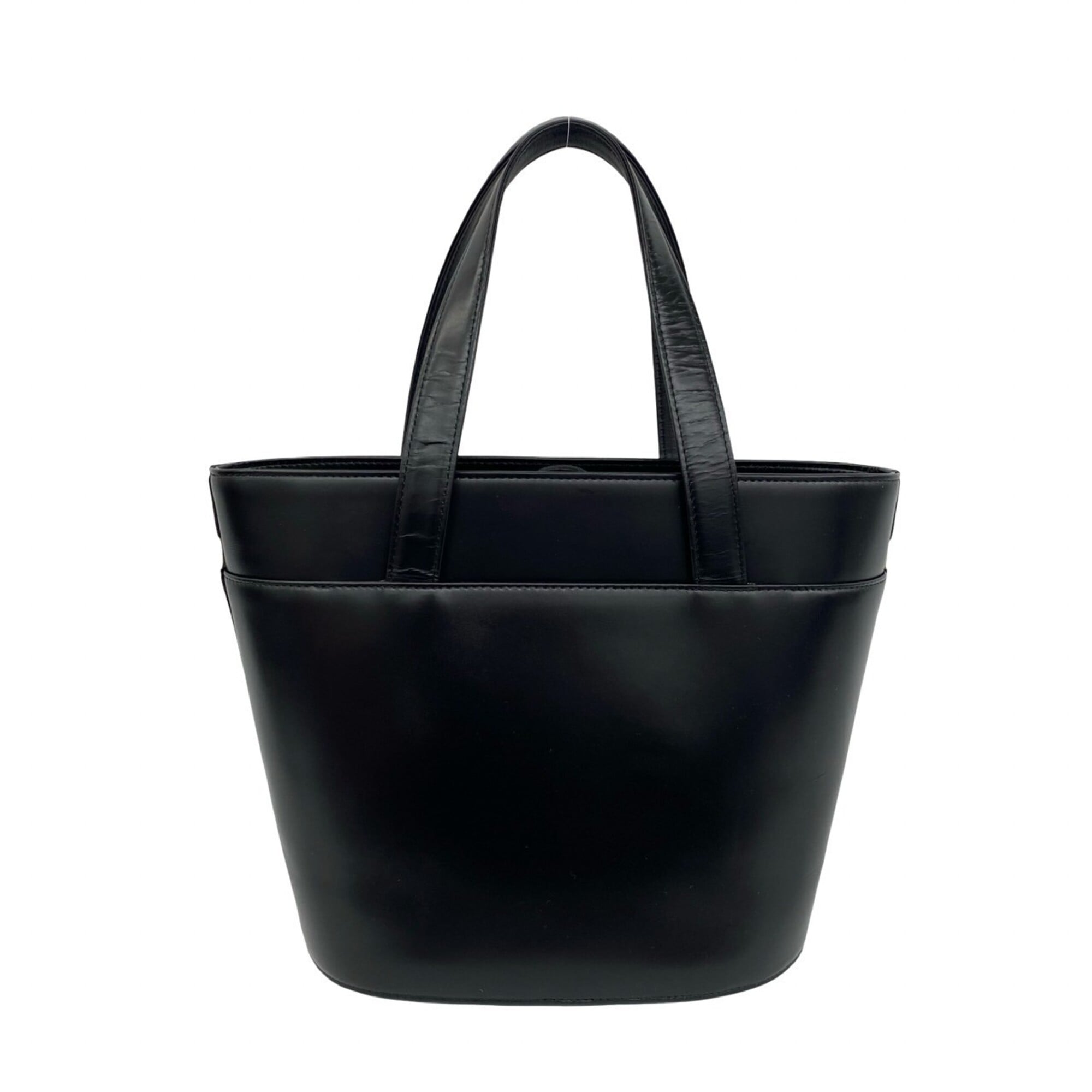 Burberry Beige Black Leather Handbag Tote Bag (Pre-Owned)