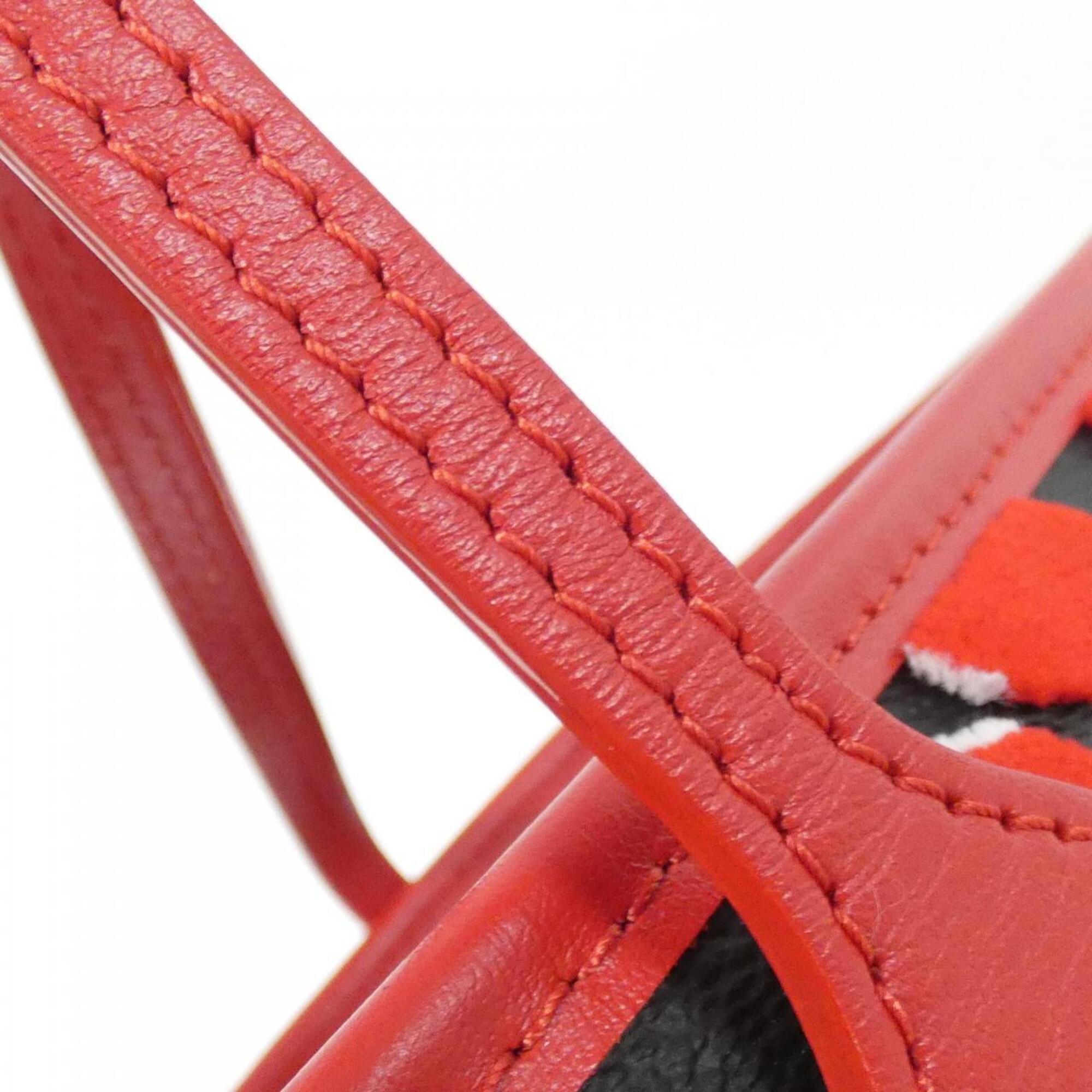 Louis Vuitton Black Red Color Coated Canvas Handbag (Pre-Owned)