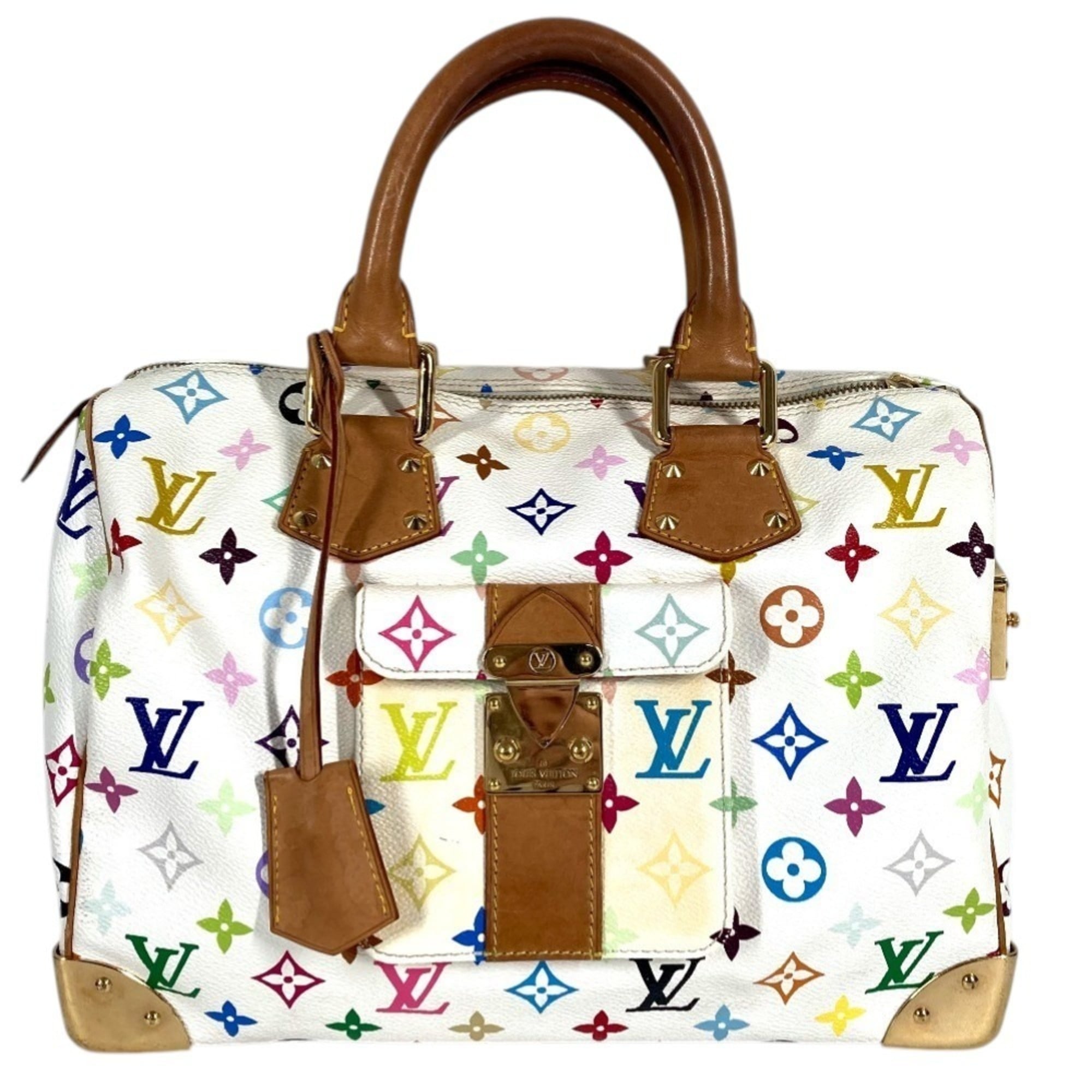 Louis Vuitton Blanc Multi-Color Monogram Multicolore Boston Bag Handbag (Pre-Owned)