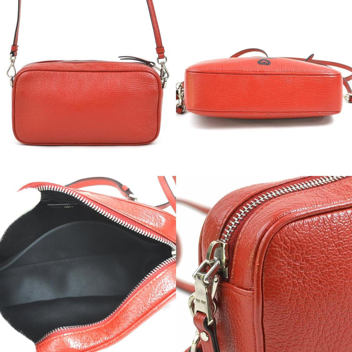 Miu Miu Red Color Leather Shoulder Bag (Pre-Owned)