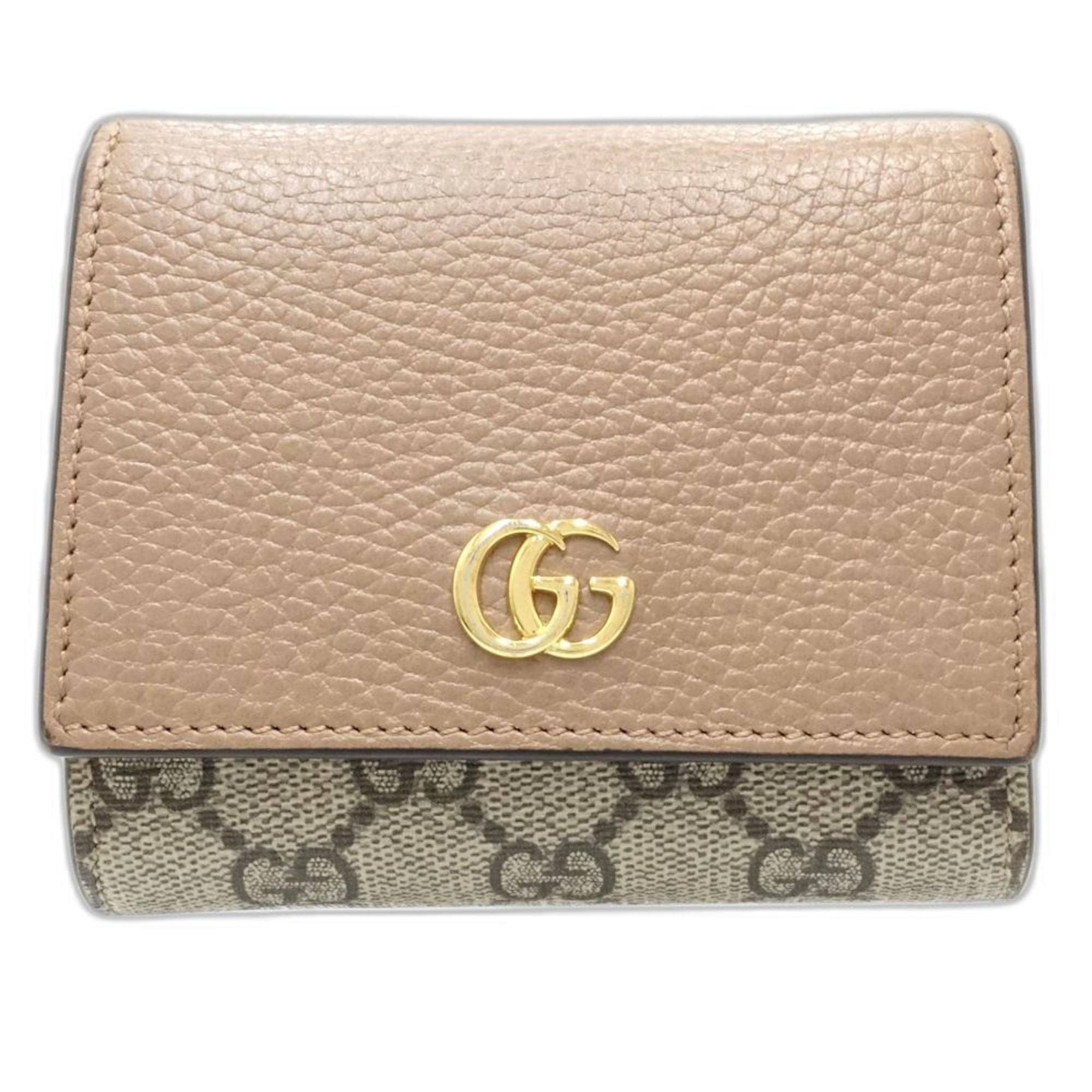 Gucci Beige Pink Beige Canvas Leather Wallet (Bi-Fold) (Pre-Owned)