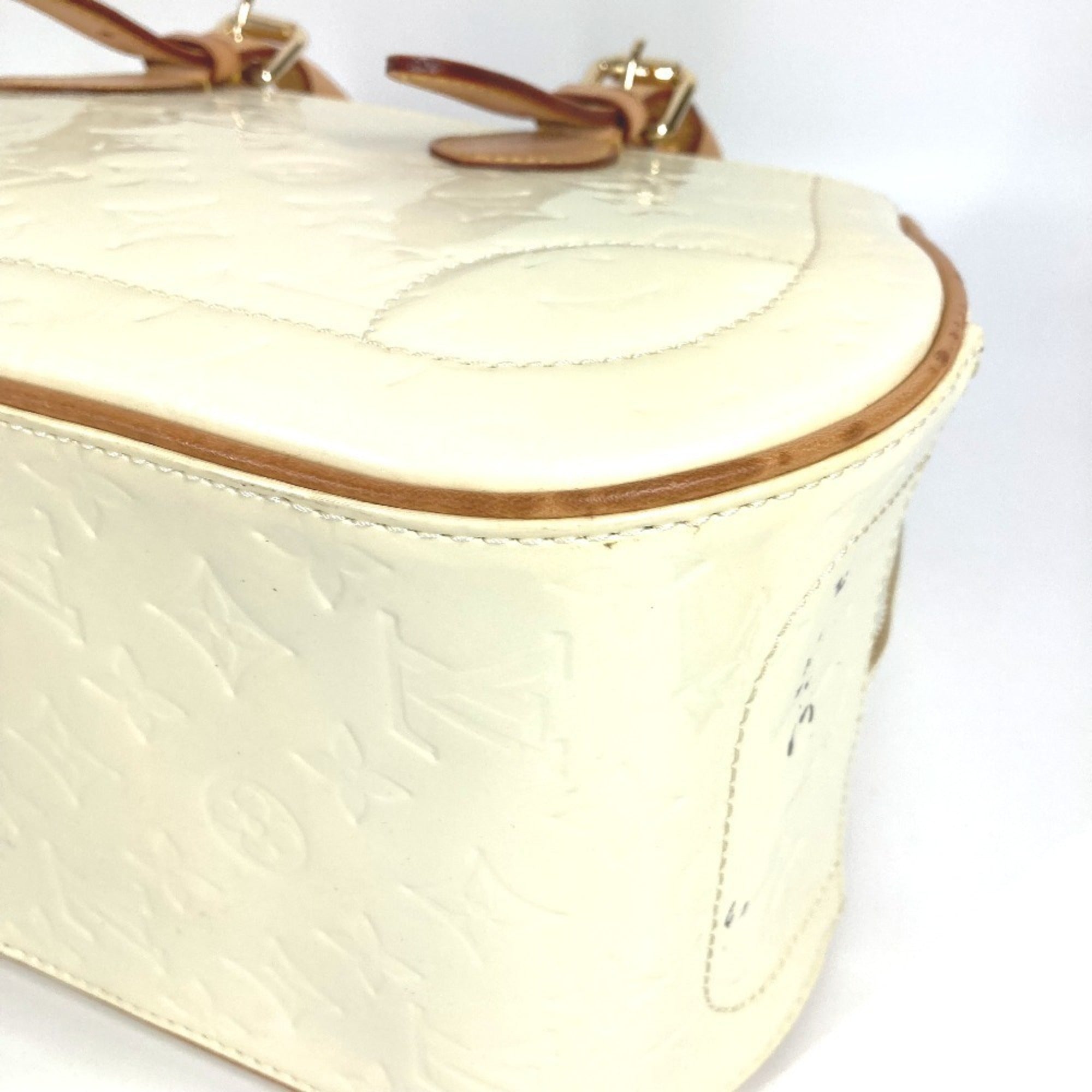 Louis Vuitton Pearl White Monogram Vernis Handbag Shoulder Bag Tote Bag (Pre-Owned)
