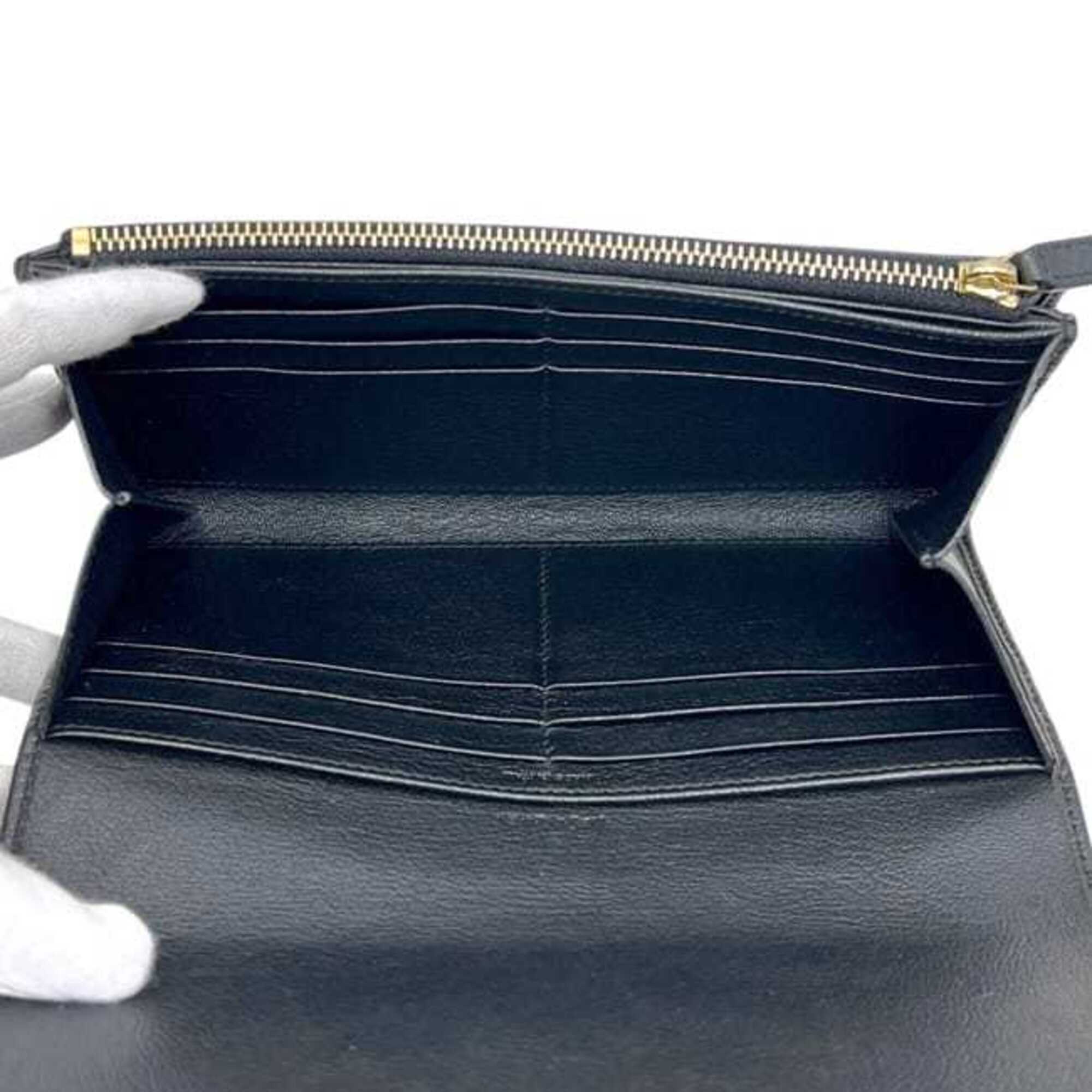 Yves Saint Laurent Black Leather Long Wallet (Bi-Fold) (Pre-Owned)