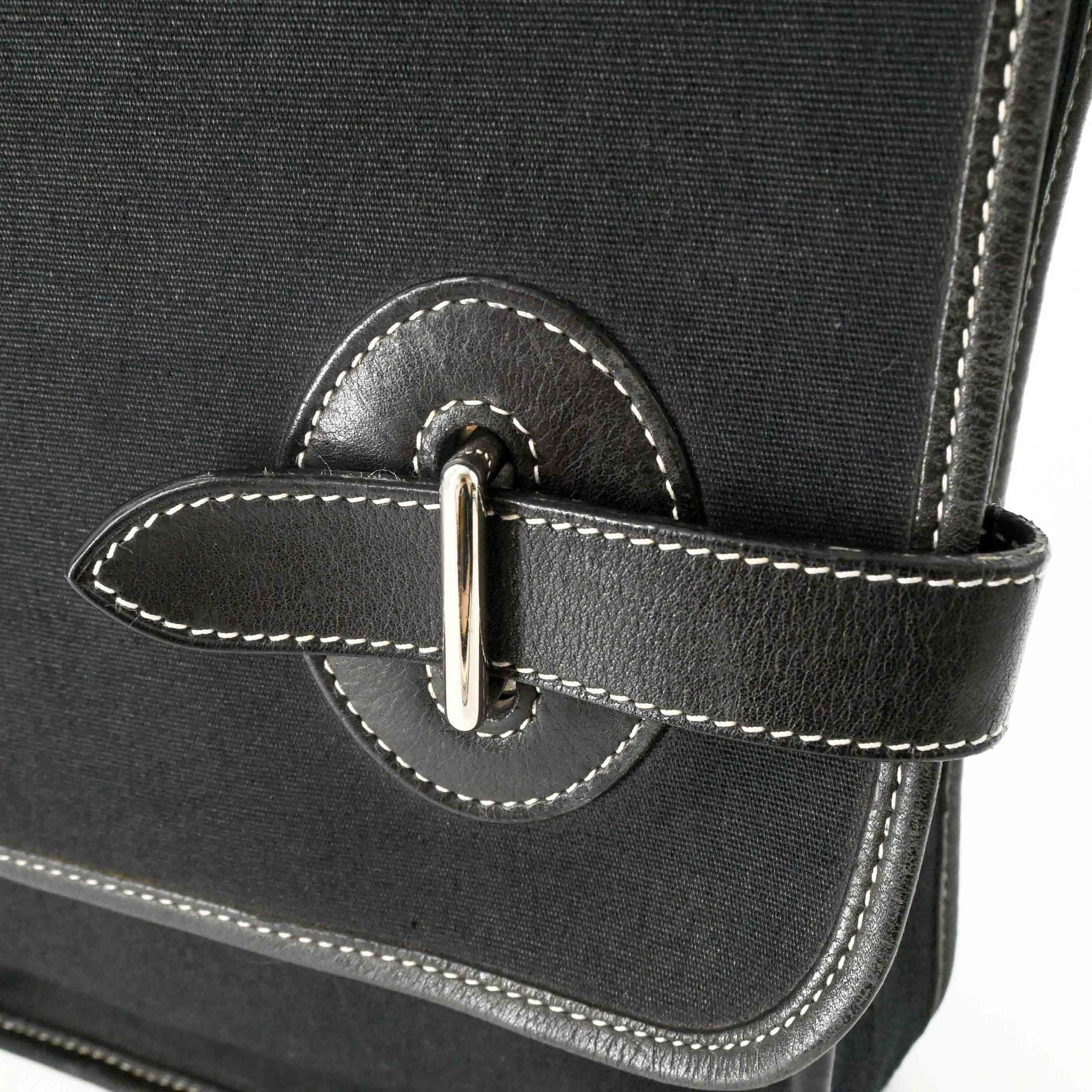 Hermes Black Toile H Leather Shoulder Bag (Pre-Owned)