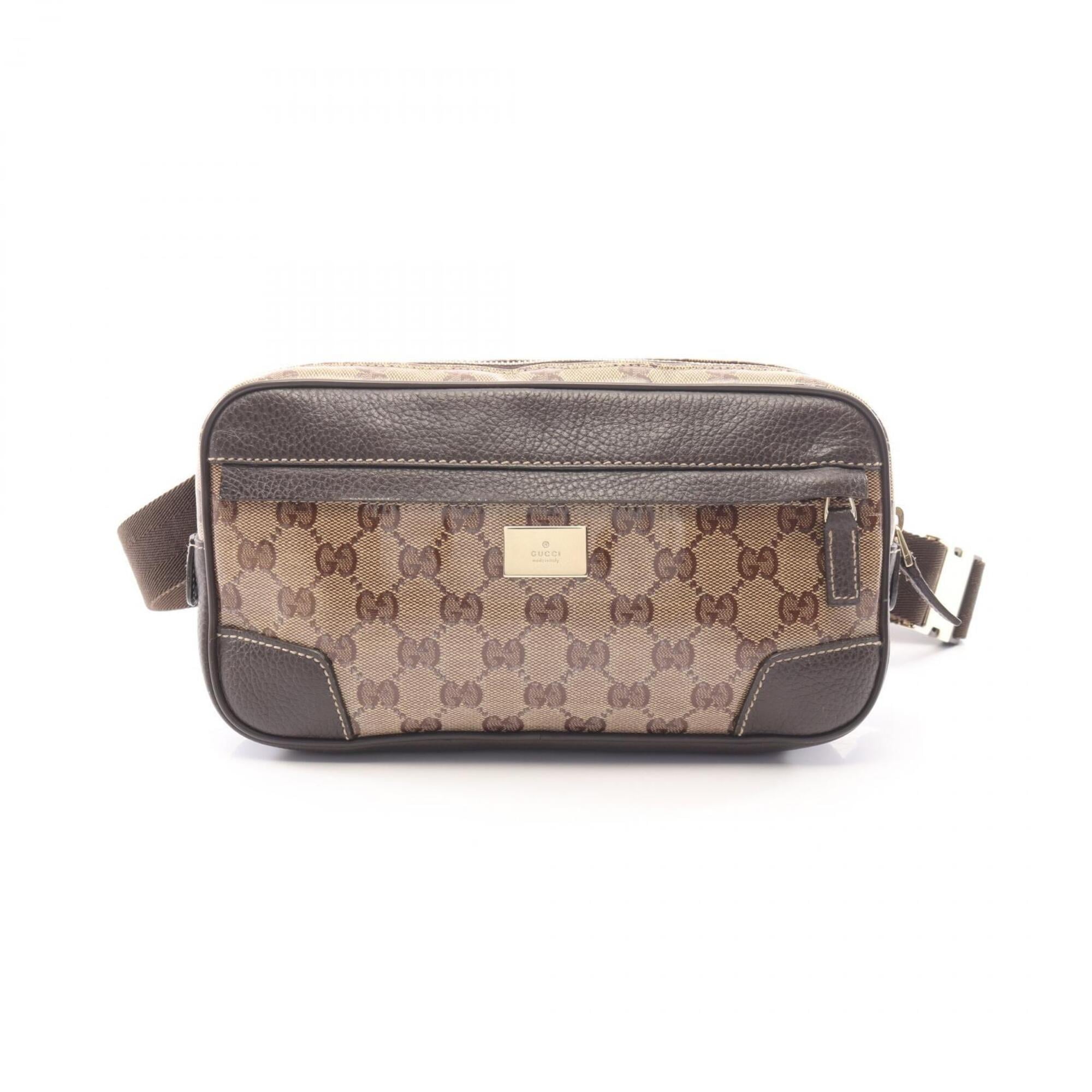 Gucci Beige Brown Pvc Coated Canvas Leather Fanny Pack (Pre-Owned)