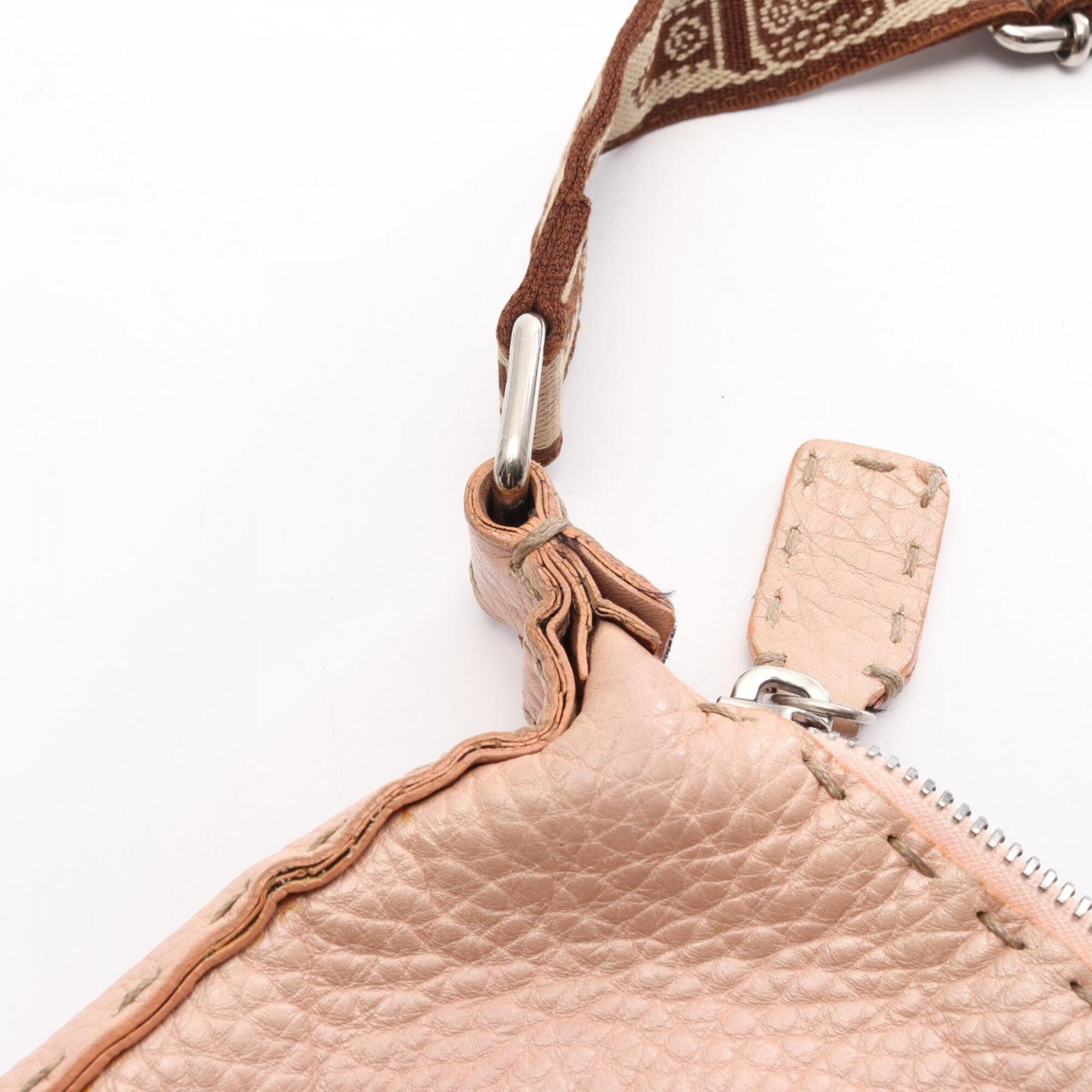 Fendi Pink Leather Handbag Shoulder Bag (Pre-Owned)