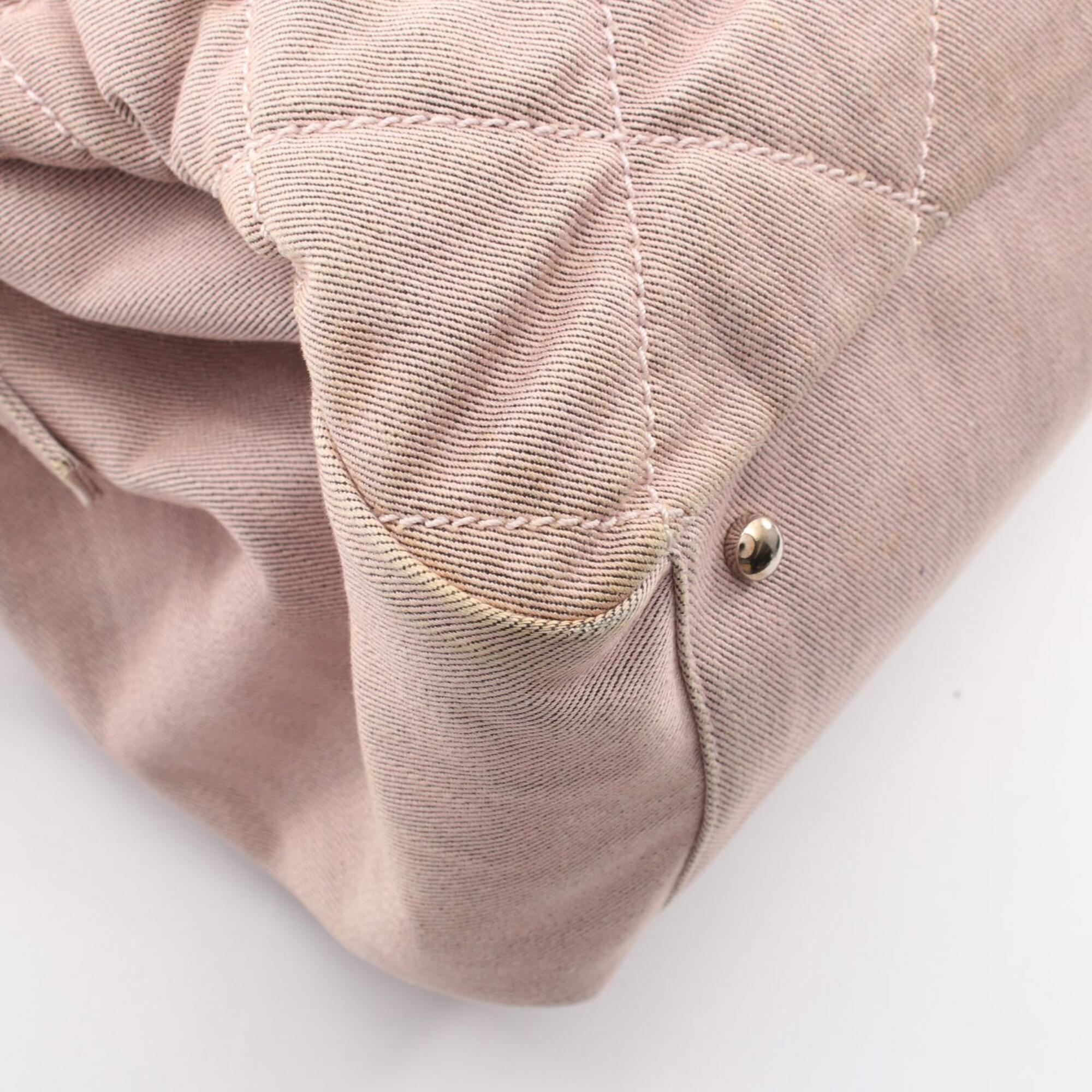 Chanel Pink Canvas Leather Handbag Tote Bag (Pre-Owned)