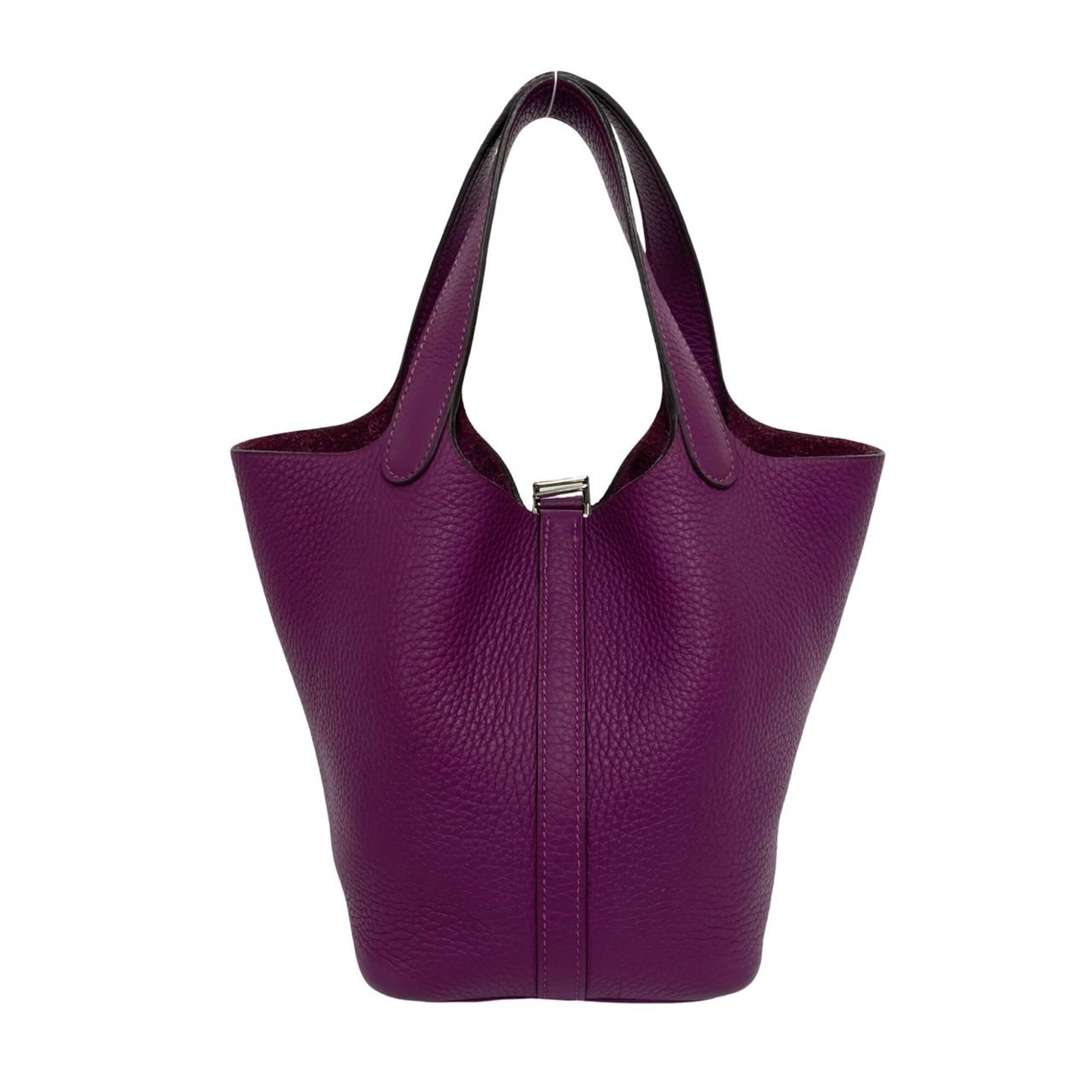 Hermes Purple Taurillon Clemence Leather Handbag Tote Bag (Pre-Owned)