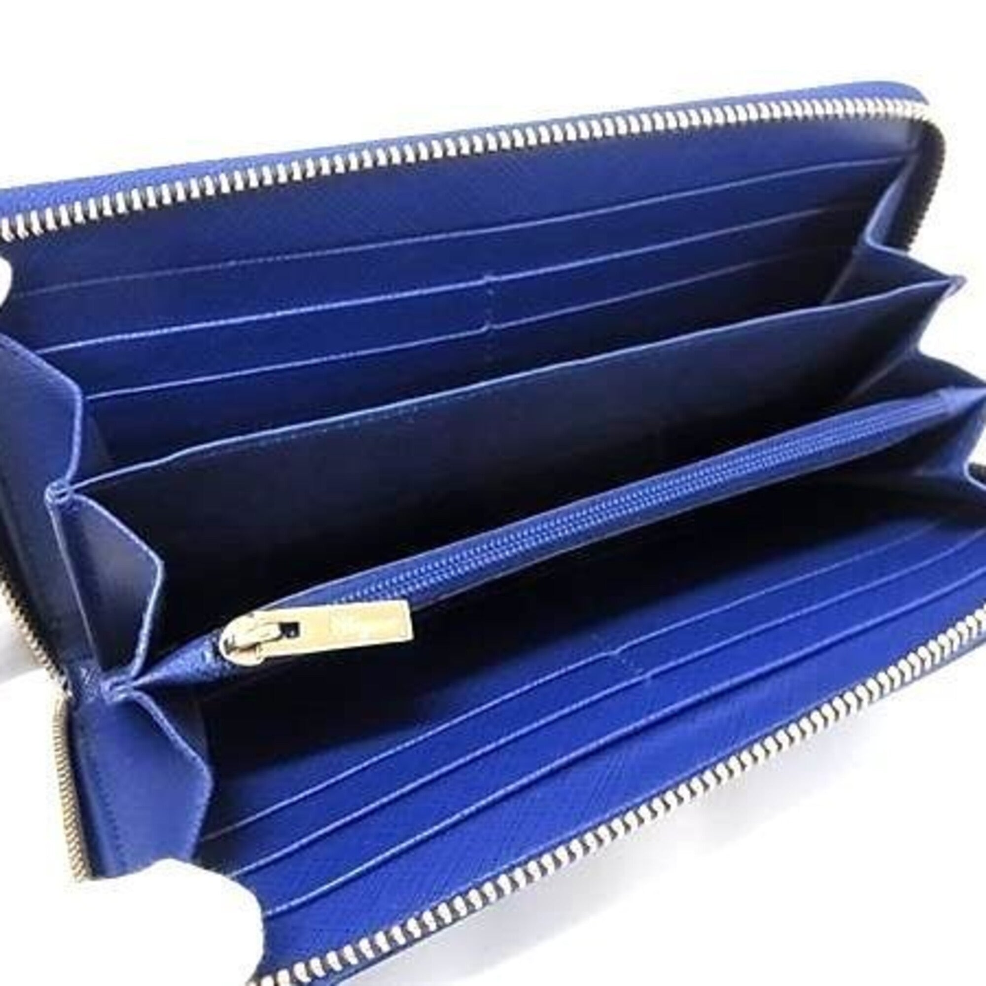 Salvatore Ferragamo Blue Leather Long Wallet (Bi-Fold) (Pre-Owned)
