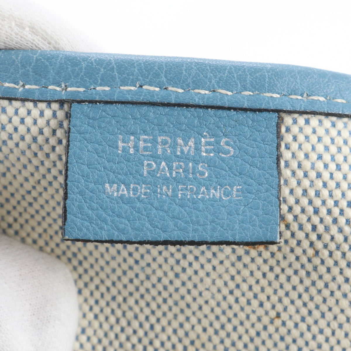 Hermes Blue Jean Leather Canvas Shoulder Bag Tote Bag (Pre-Owned)