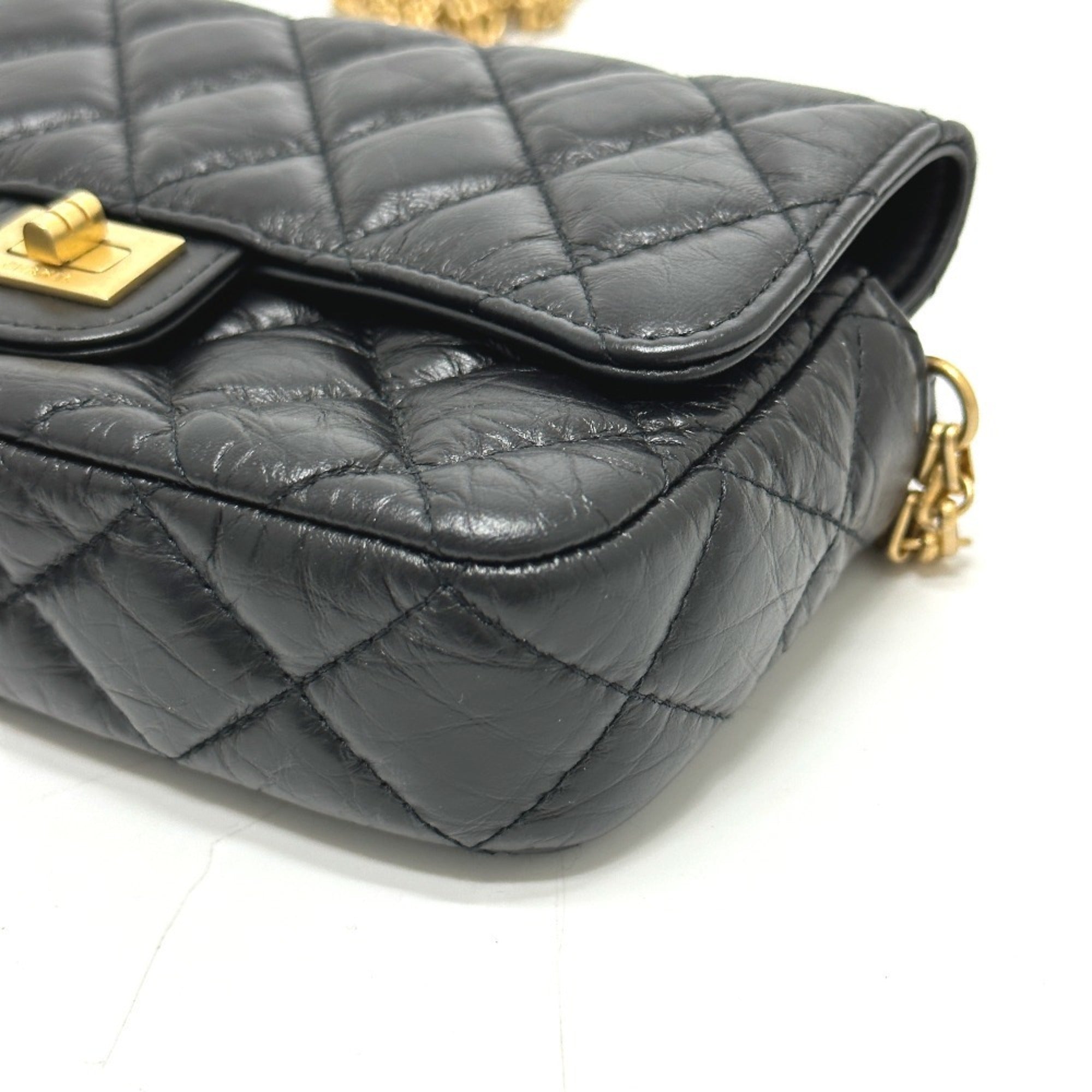 Chanel 2.55 Black Leather Shoulder Bag (Pre-Owned)